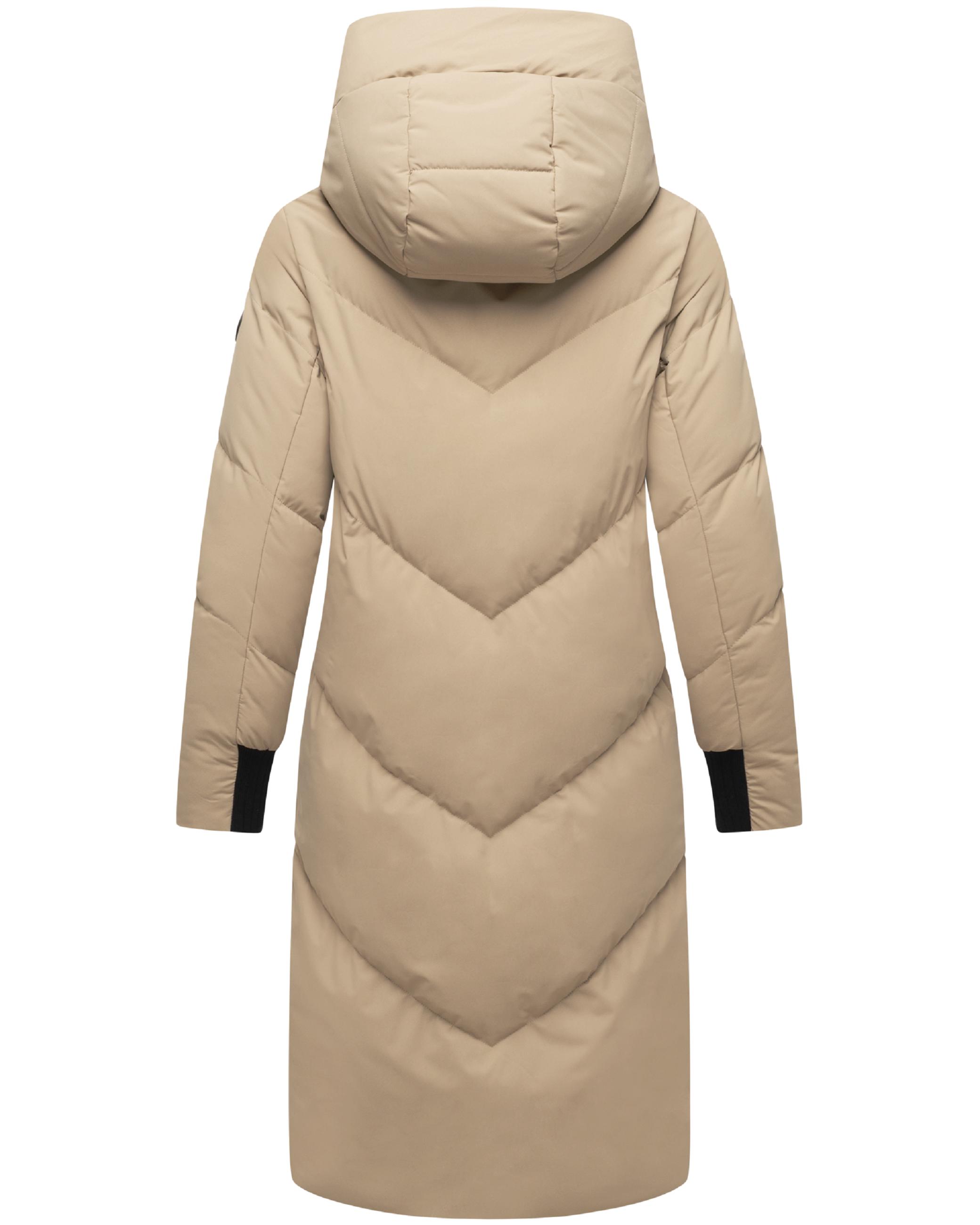 Langer Winter Steppmantel mit abnehmbarer Kapuze "Teonaa 16" Taupe Grey