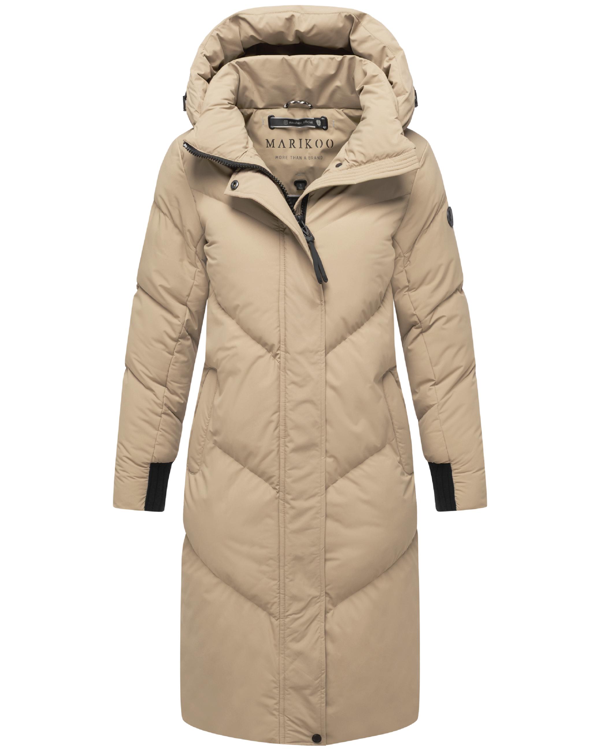 Langer Winter Steppmantel mit abnehmbarer Kapuze "Teonaa 16" Taupe Grey