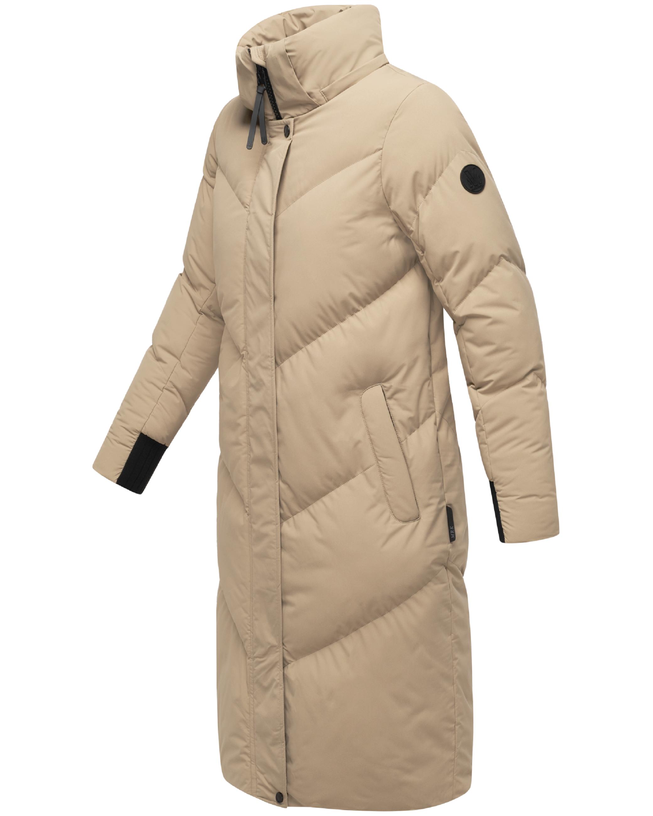 Langer Winter Steppmantel mit abnehmbarer Kapuze "Teonaa 16" Taupe Grey