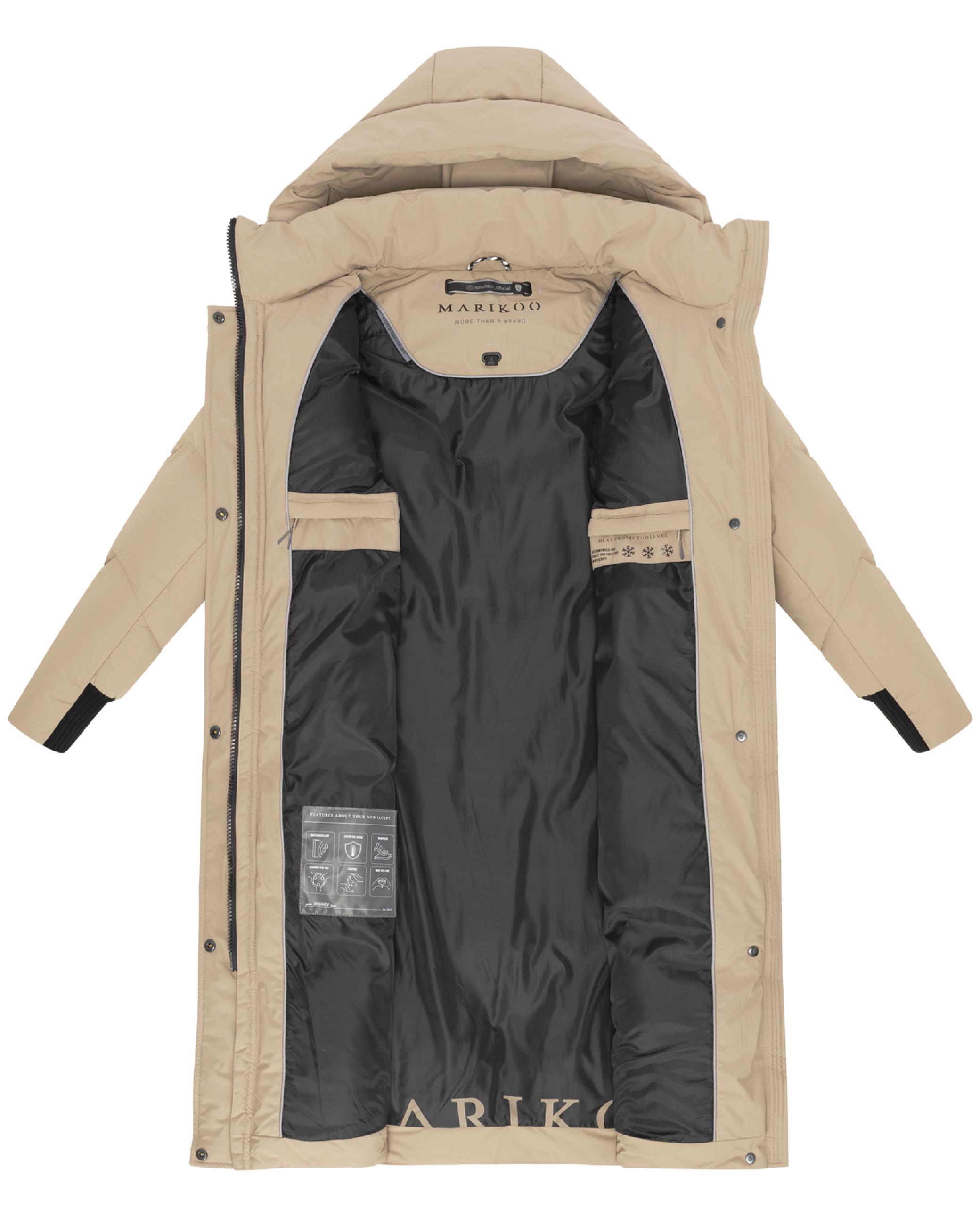 Langer Winter Steppmantel mit abnehmbarer Kapuze "Teonaa 16" Taupe Grey