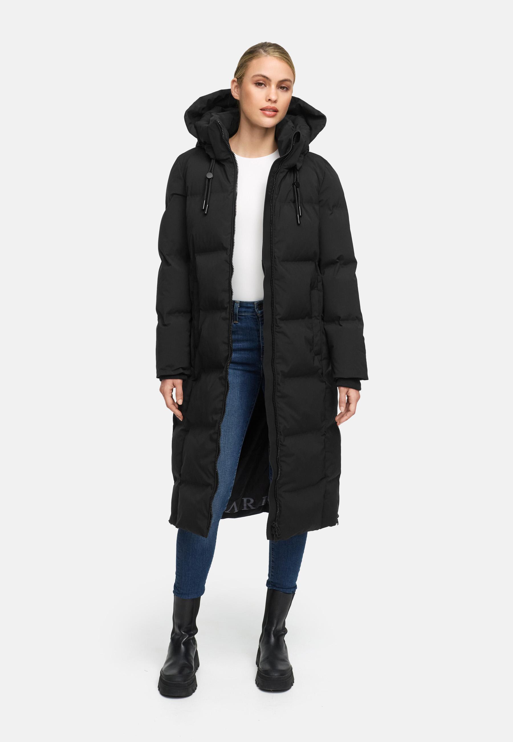 Winter Steppmantel mit Kapuze Tikoraa 16 Black