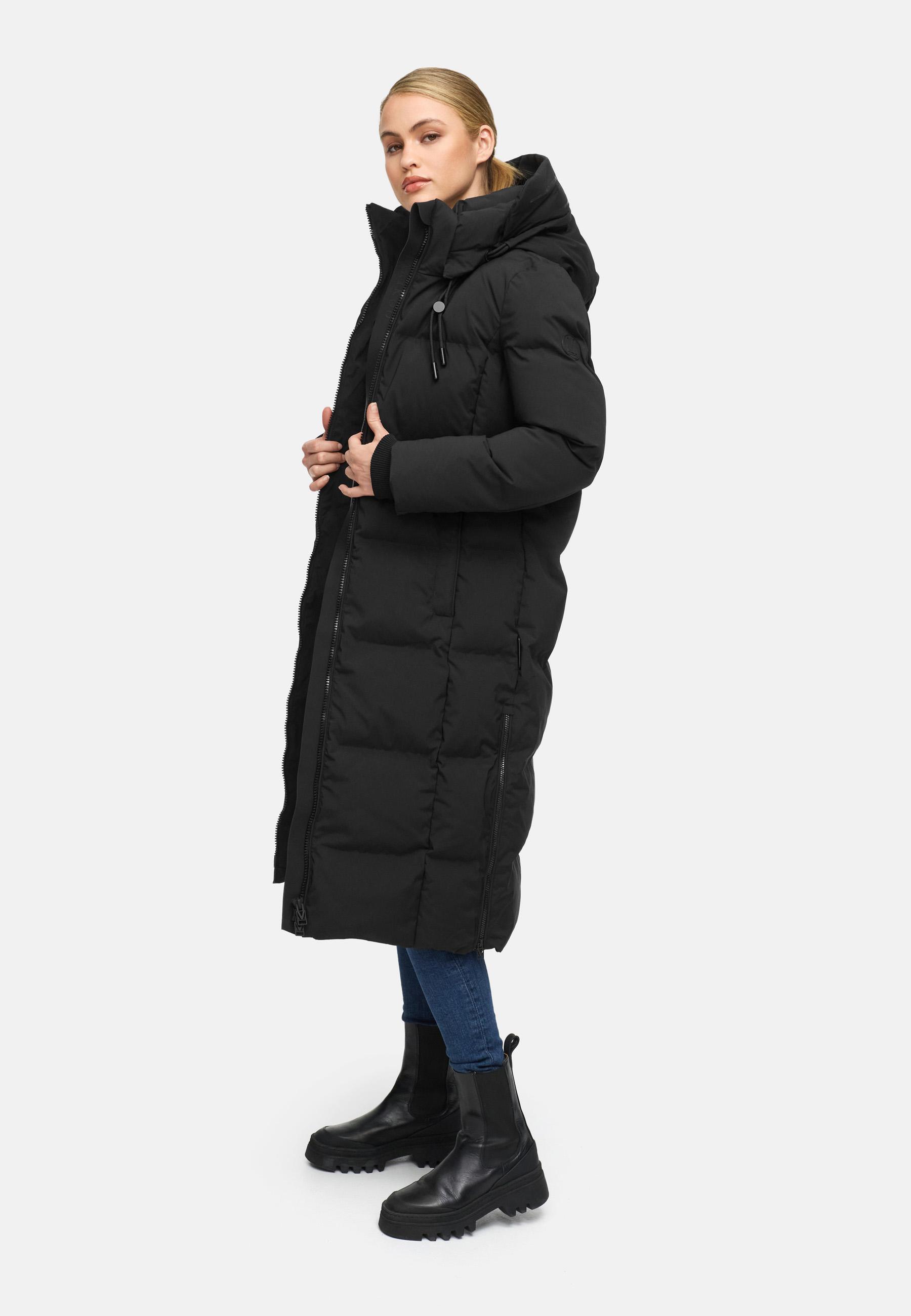 Winter Steppmantel mit Kapuze Tikoraa 16 Black