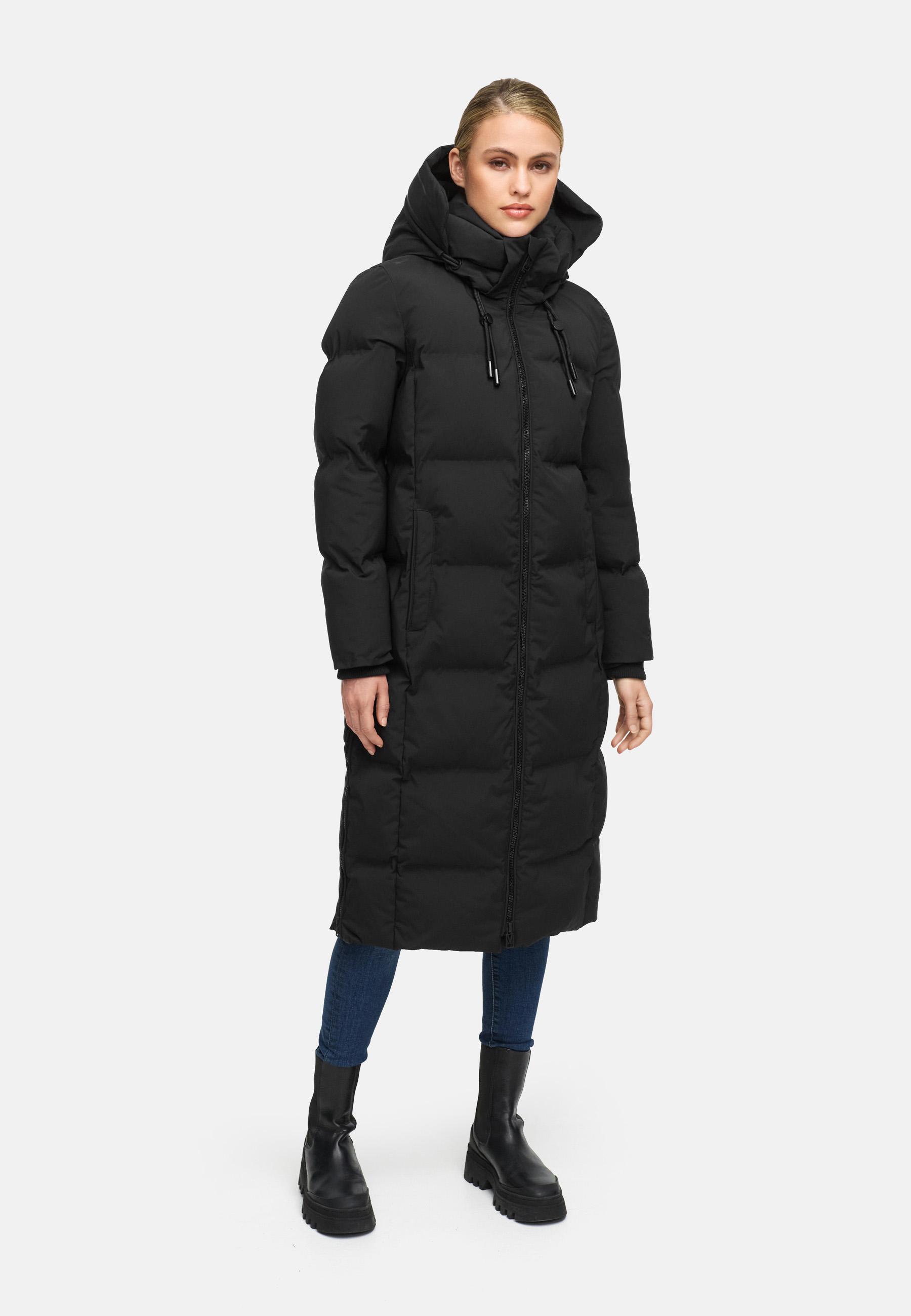 Winter Steppmantel mit Kapuze Tikoraa 16 Black
