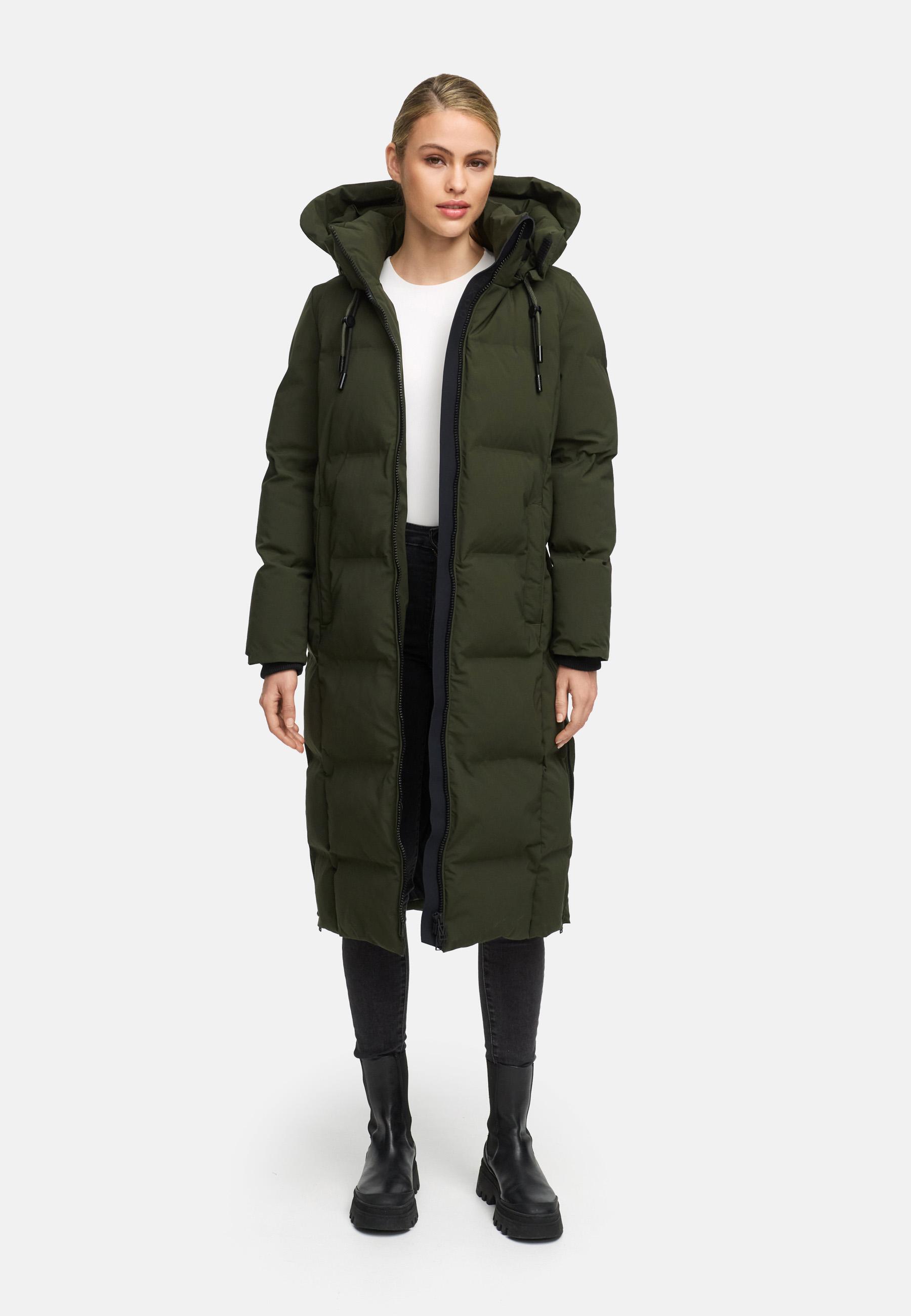 Winter Steppmantel mit Kapuze Tikoraa 16 Dark Olive