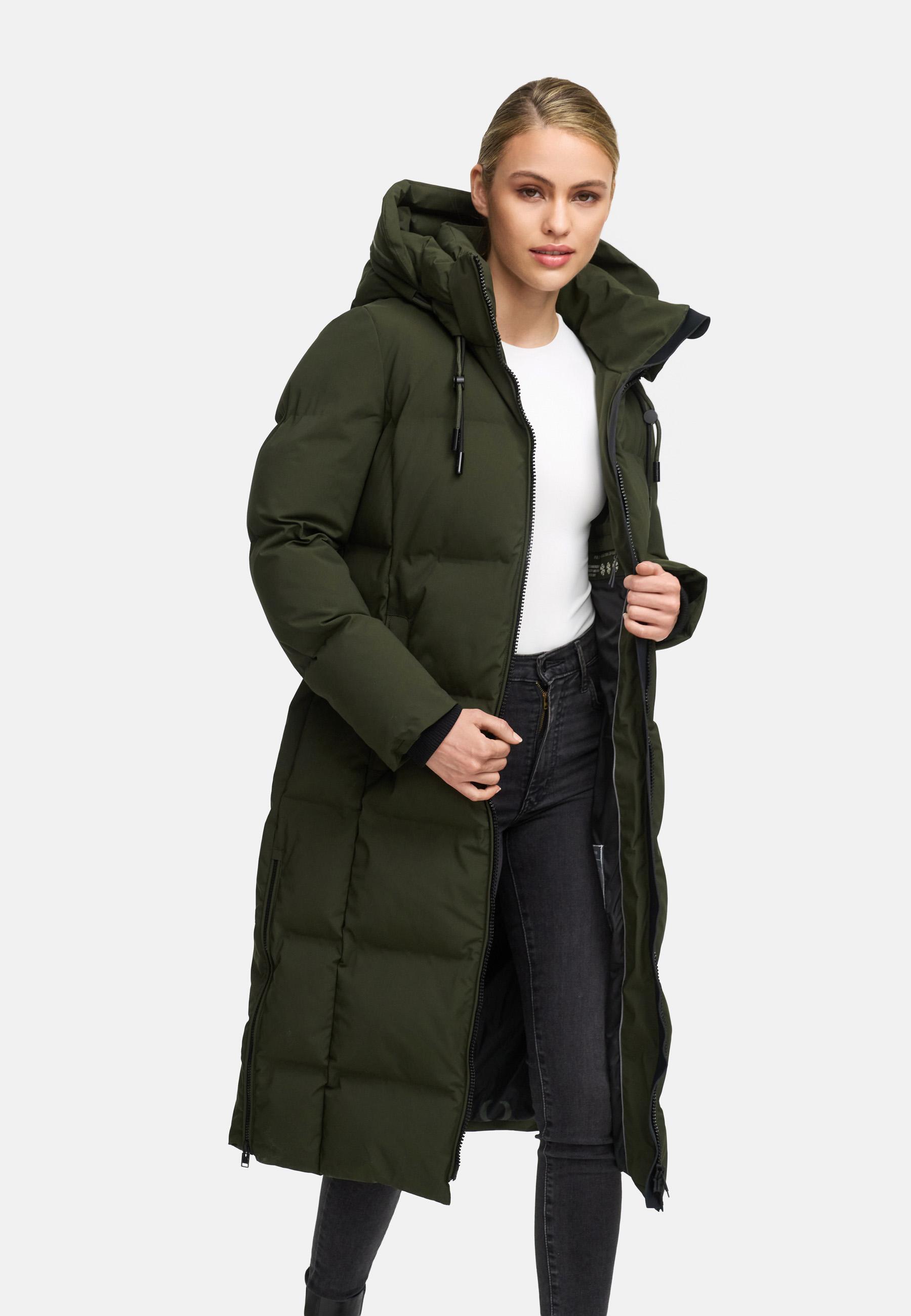 Winter Steppmantel mit Kapuze Tikoraa 16 Dark Olive