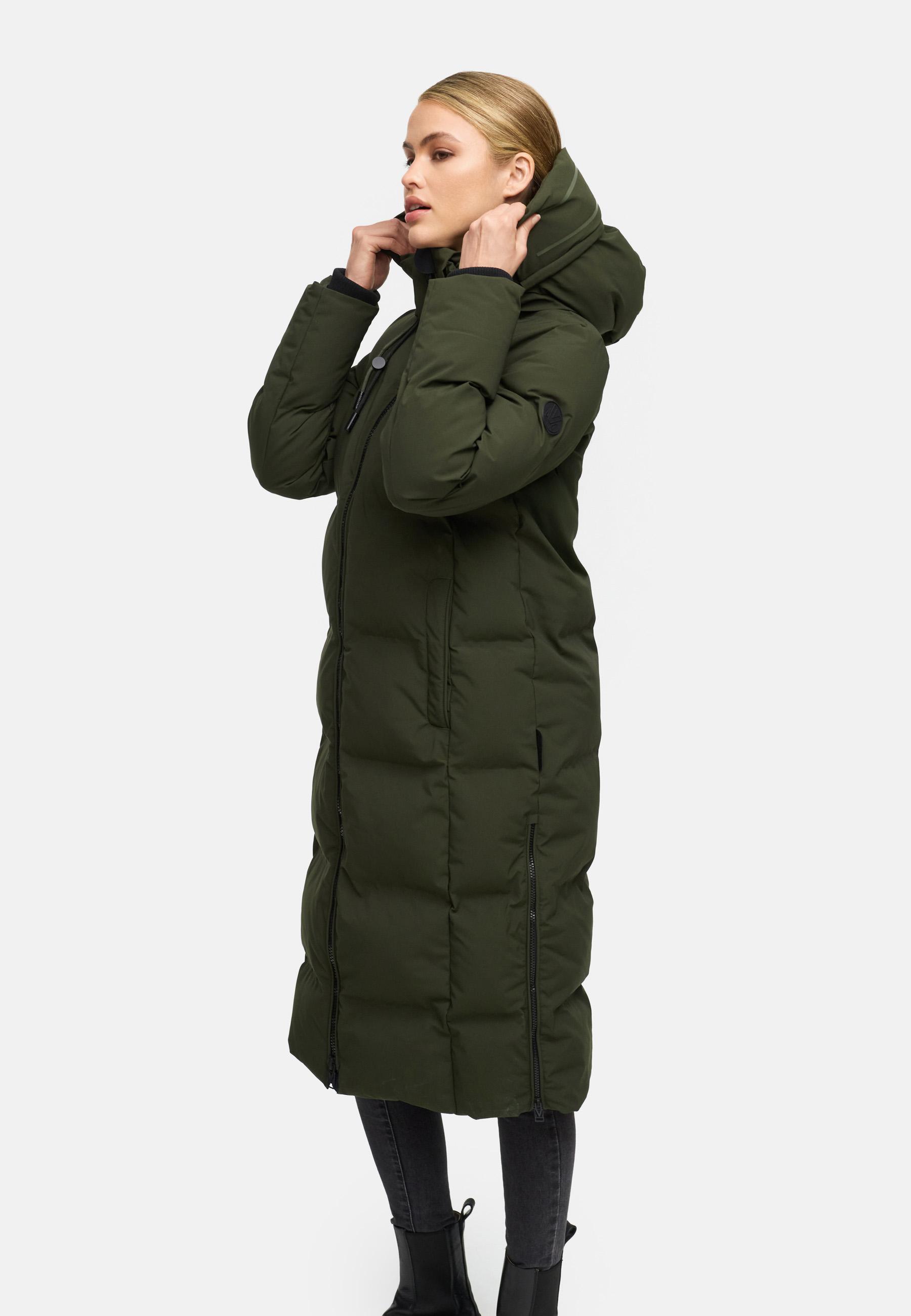 Winter Steppmantel mit Kapuze Tikoraa 16 Dark Olive