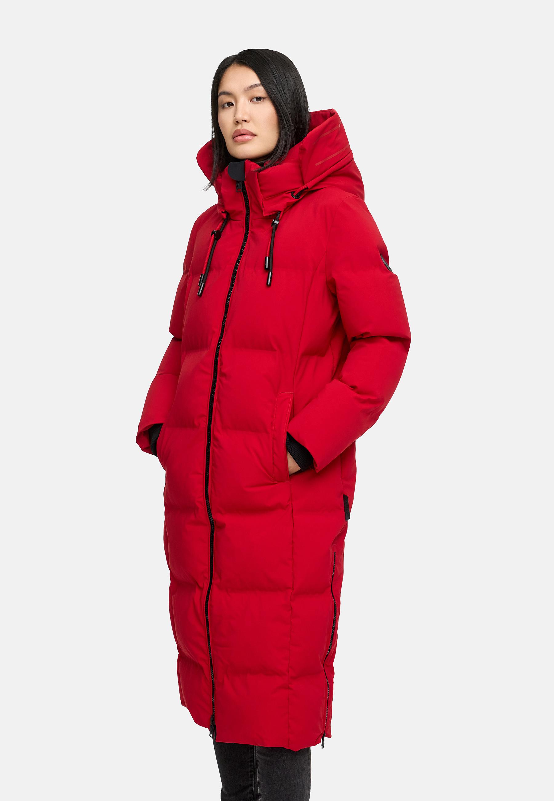 Winter Steppmantel mit Kapuze Tikoraa 16 Deep Red