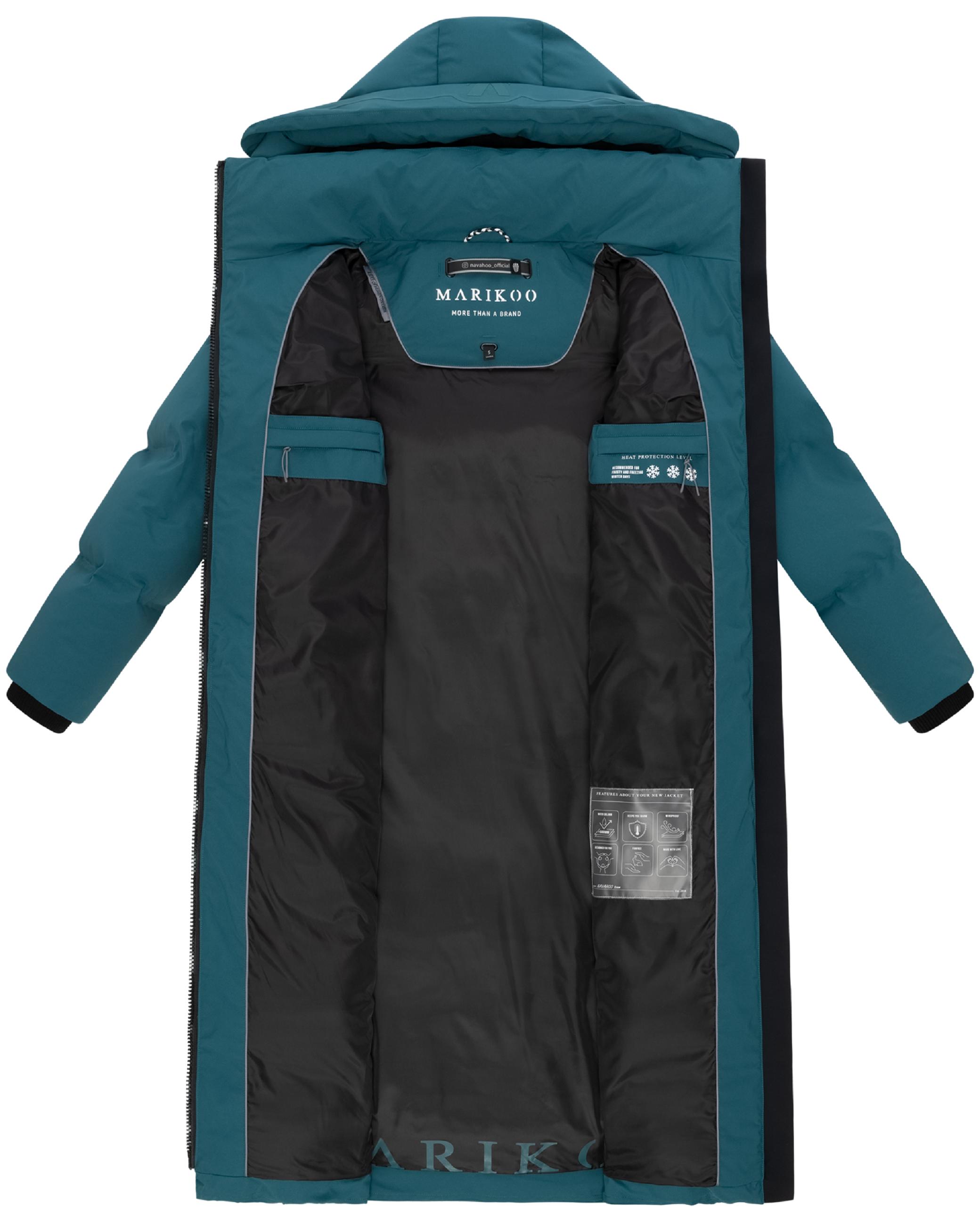 Winter Steppmantel mit Kapuze Tikoraa 16 Ocean Green