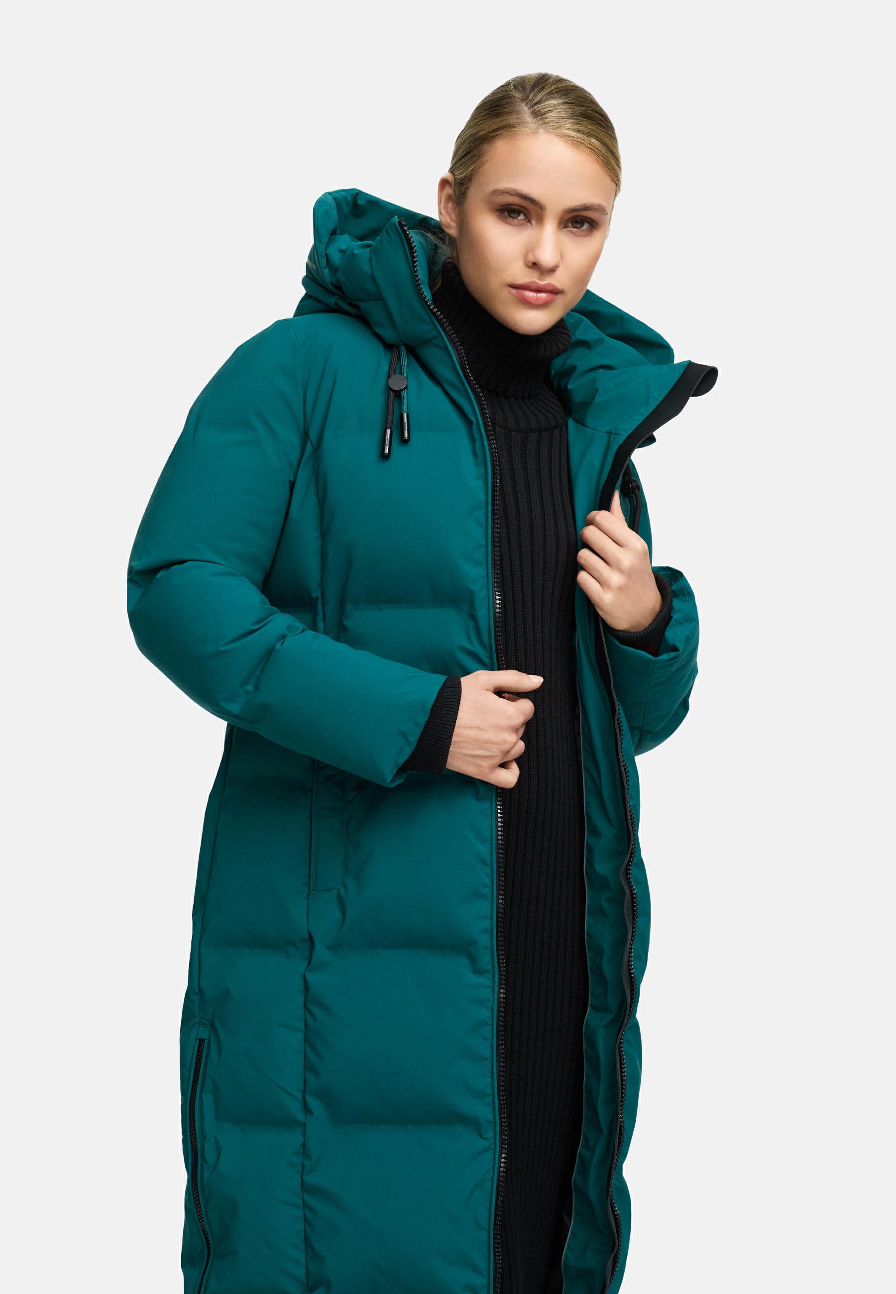 Winter Steppmantel mit Kapuze Tikoraa 16 Ocean Green