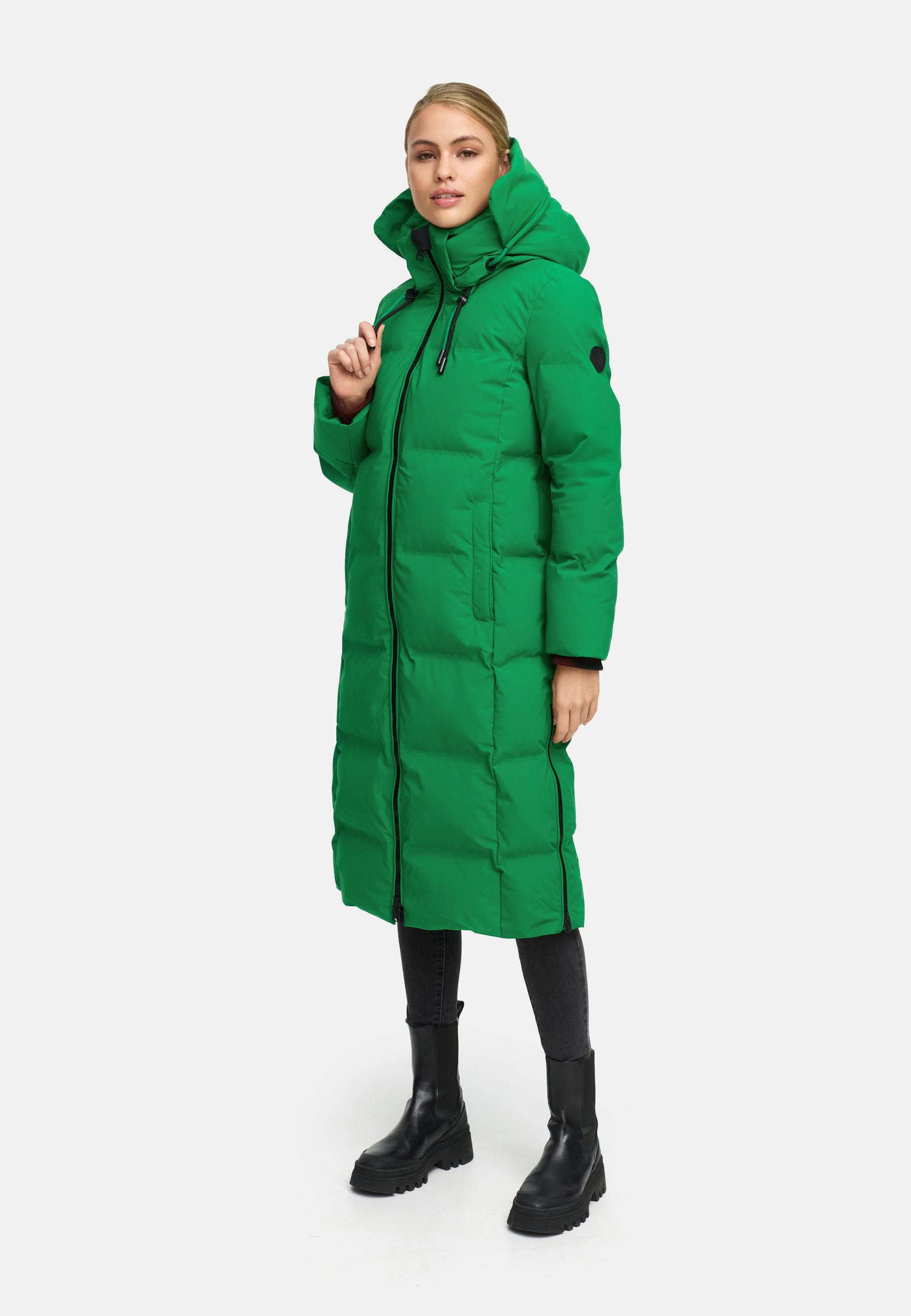Winter Steppmantel mit Kapuze Tikoraa 16 Smaragd Green