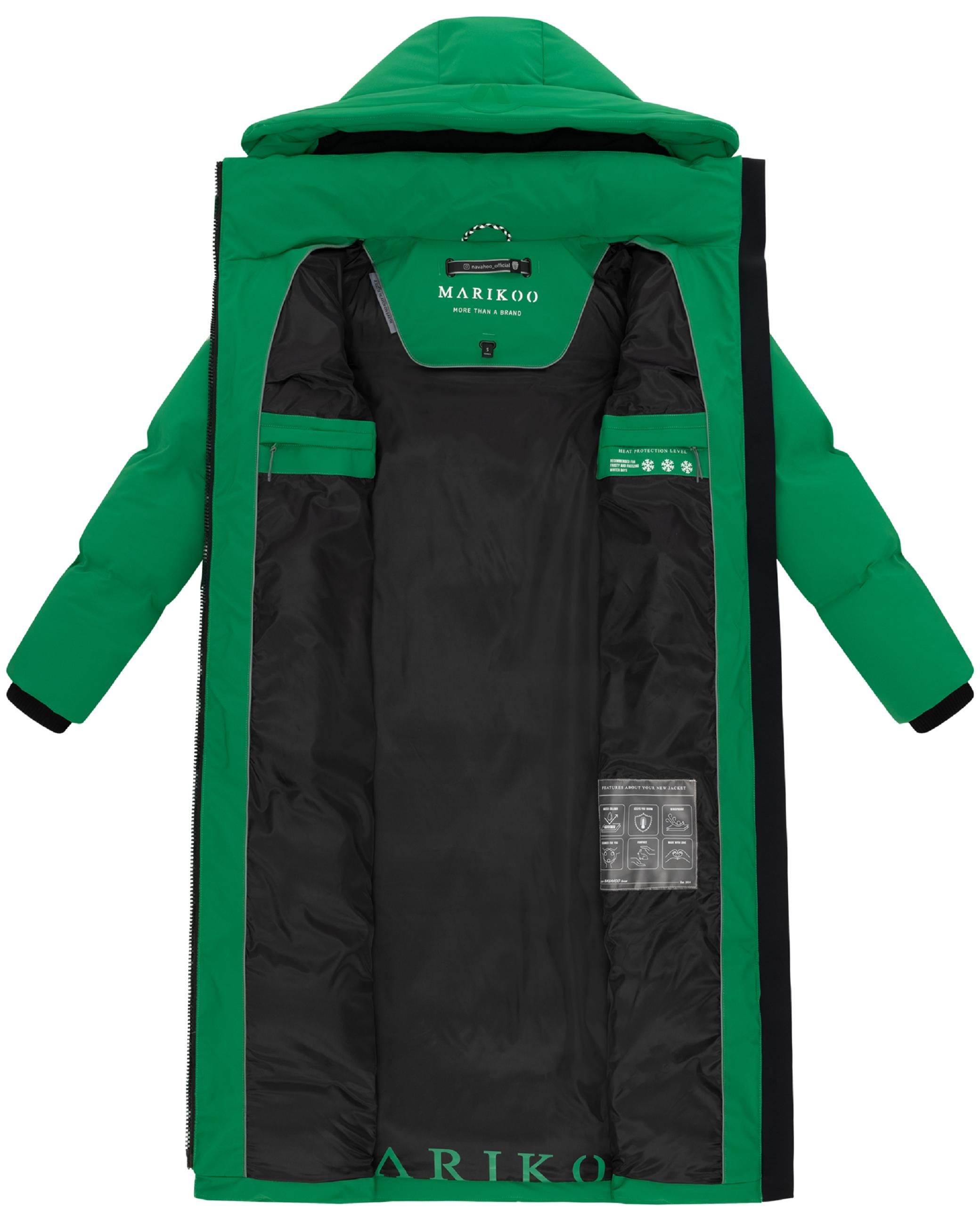 Winter Steppmantel mit Kapuze Tikoraa 16 Smaragd Green