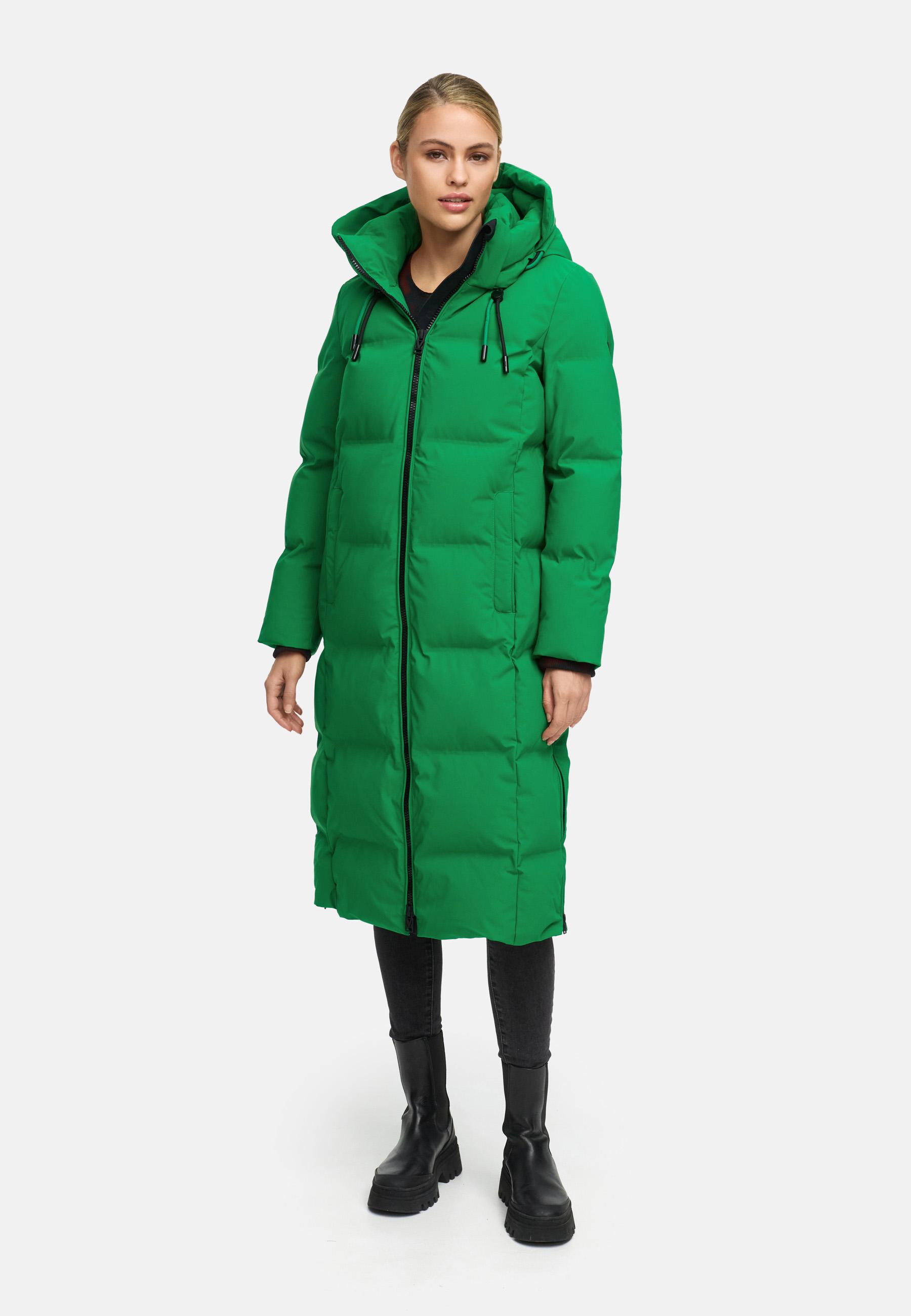 Winter Steppmantel mit Kapuze Tikoraa 16 Smaragd Green