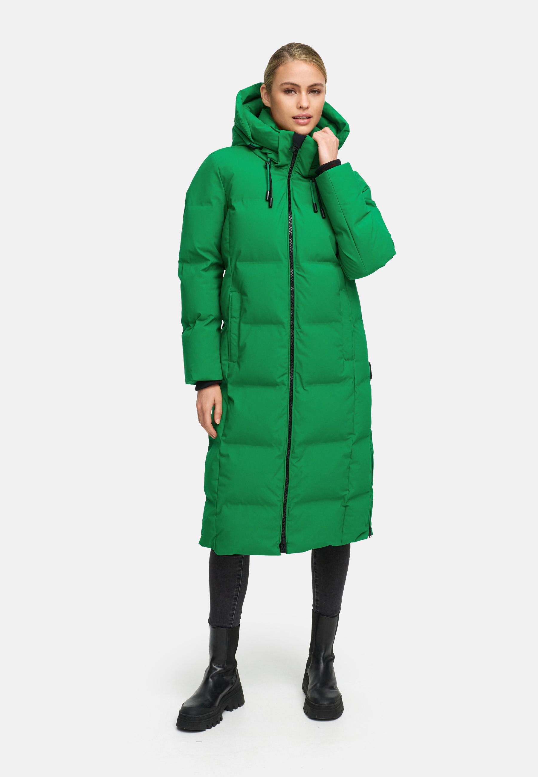 Winter Steppmantel mit Kapuze Tikoraa 16 Smaragd Green