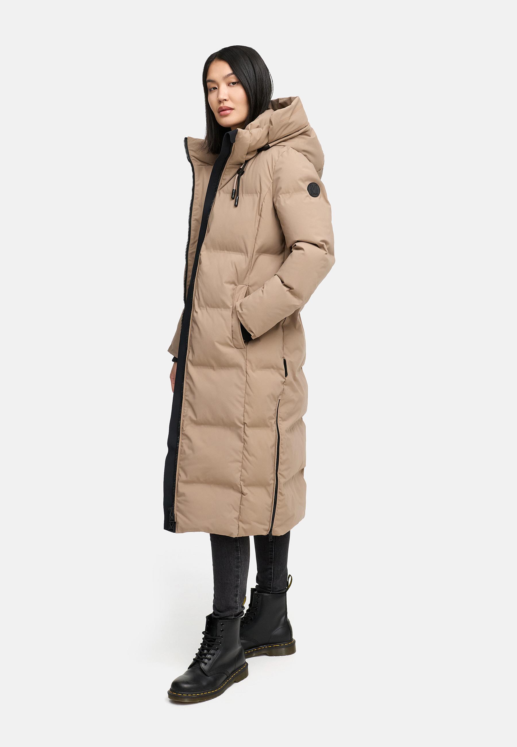Winter Steppmantel mit Kapuze Tikoraa 16 Taupe Grey