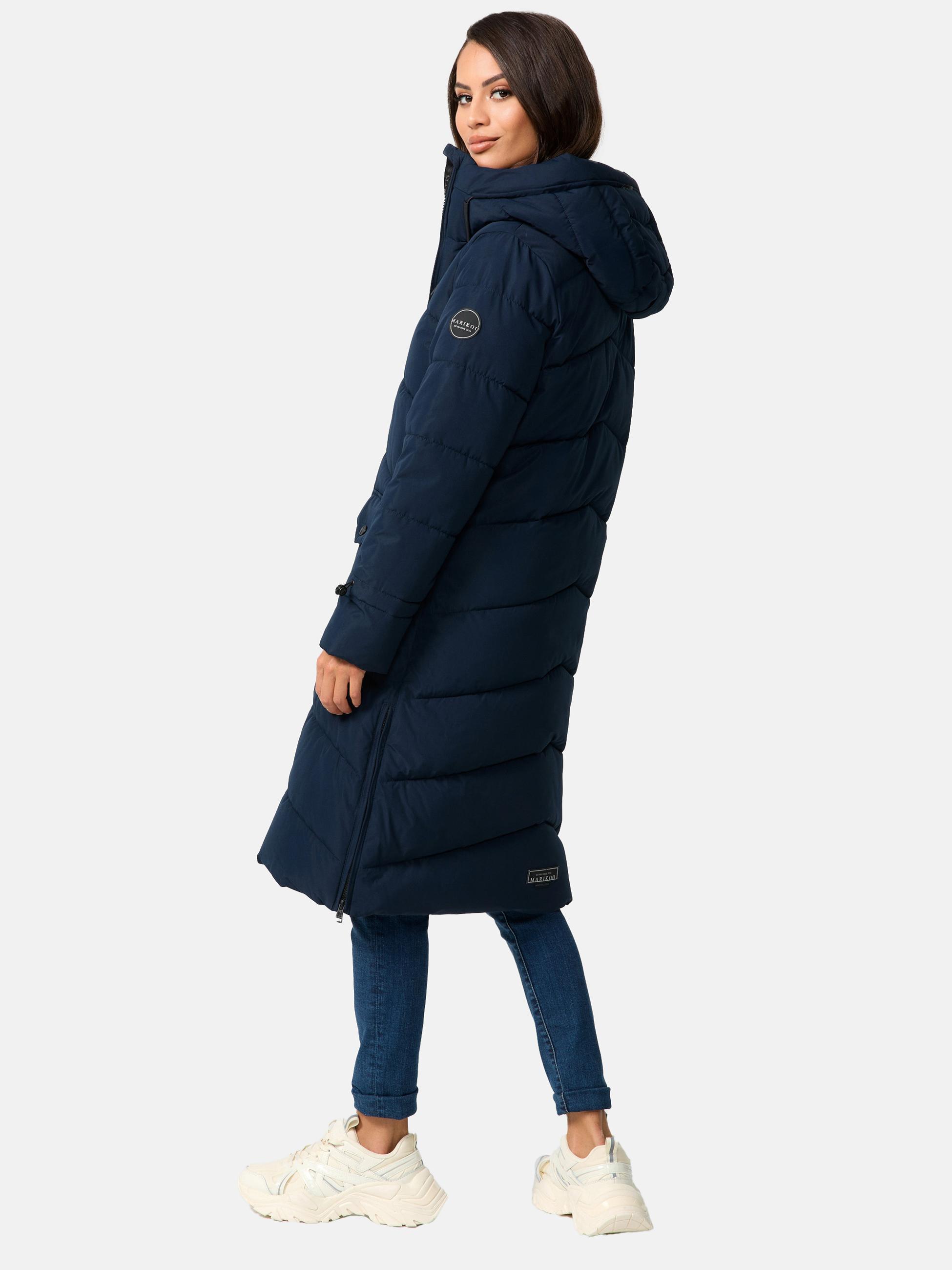 Langer Steppmantel mit Kapuze "Tomomii XVI" Navy