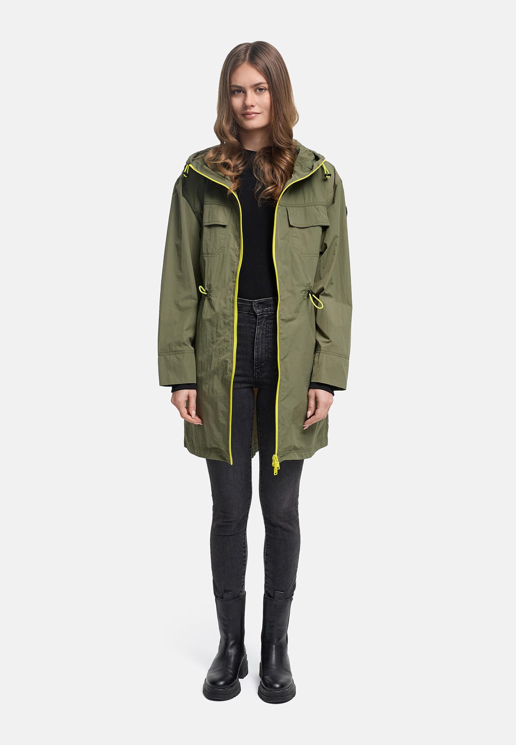 Parka leichter Übergangsmantel mit Taillenzugkordeln "Trüffelbonbon 16" Olive Leaf
