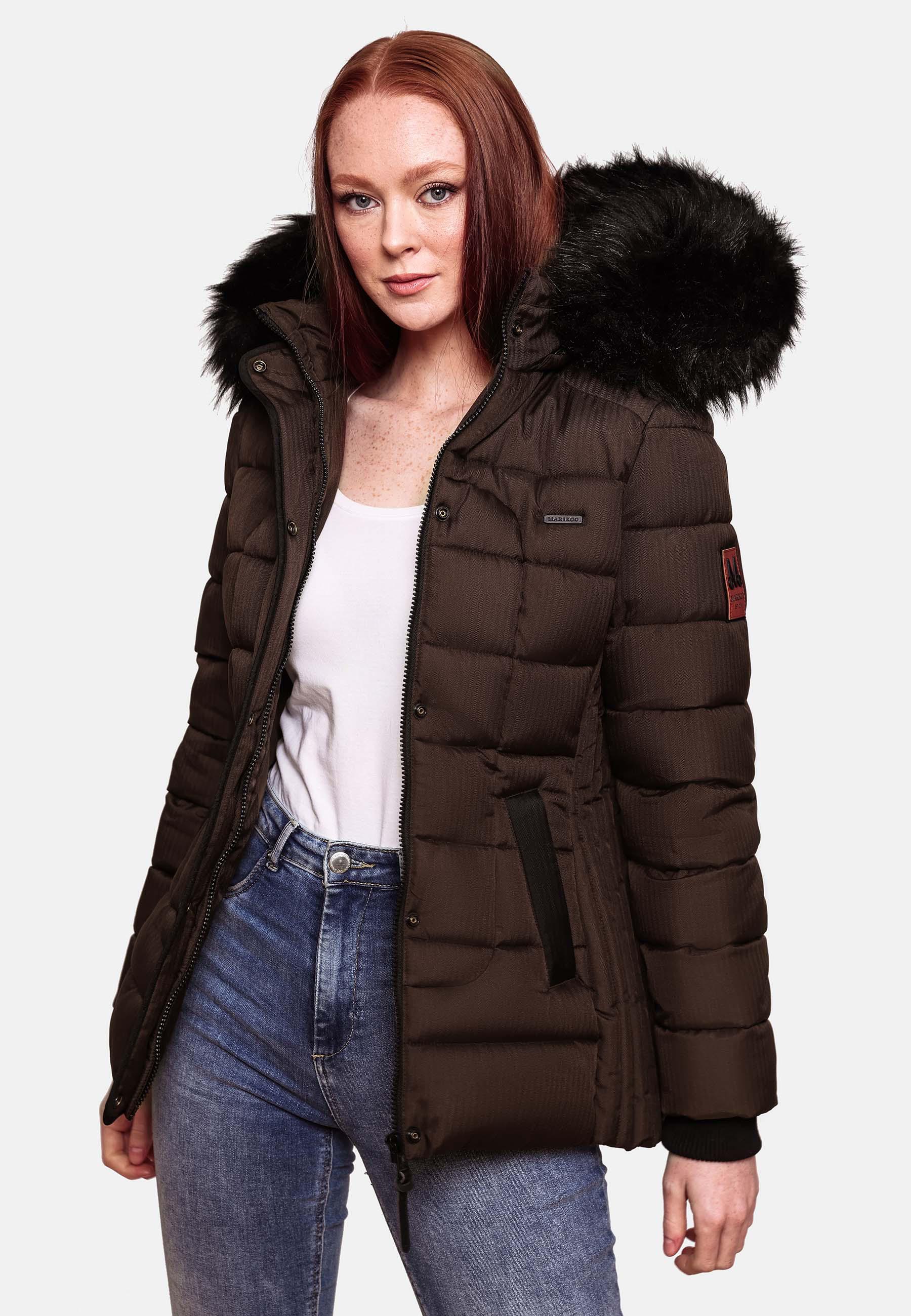 Winter Steppjacke mit Kapuze "Unique" Dark Choco