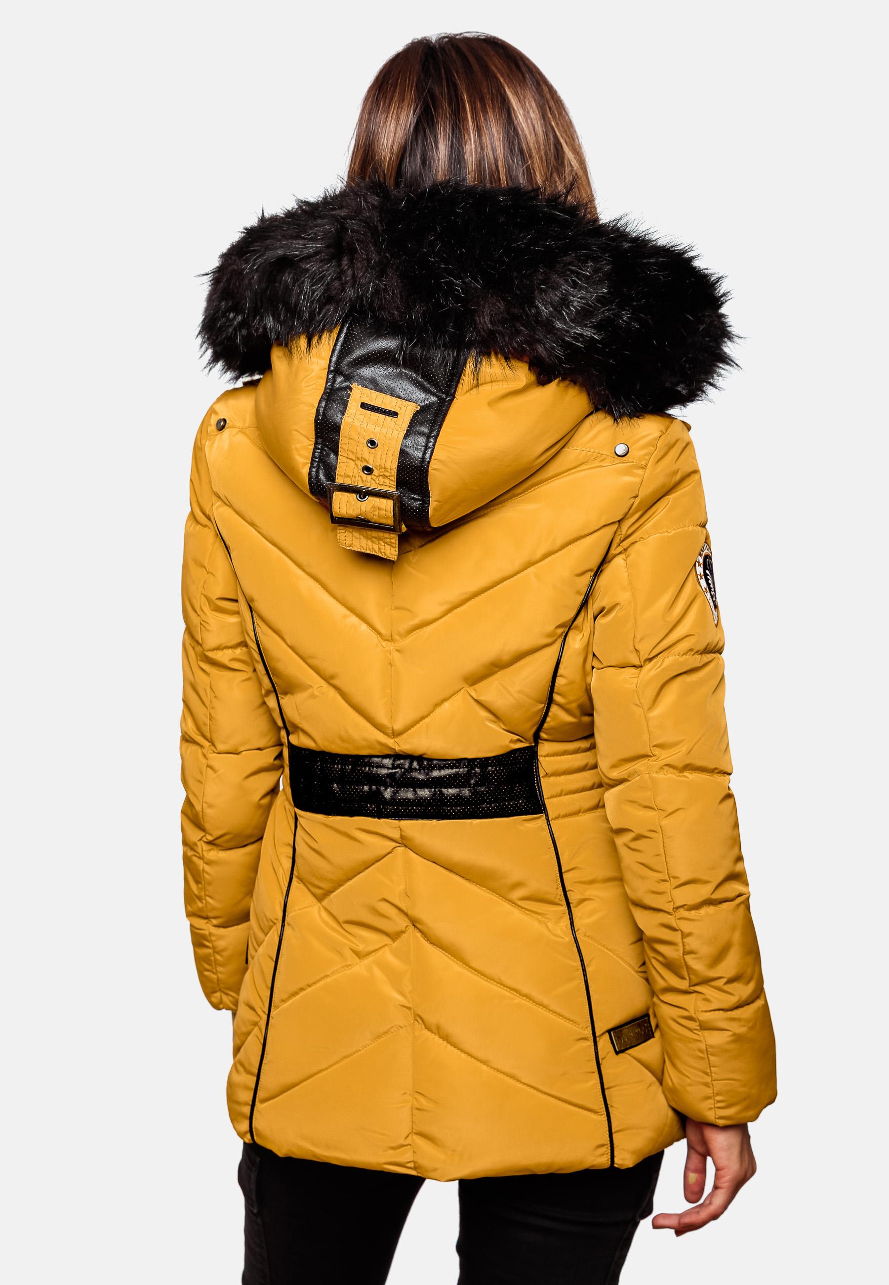 Gefütterte Steppjacke mit Kapuze "Vanilla" Gelb