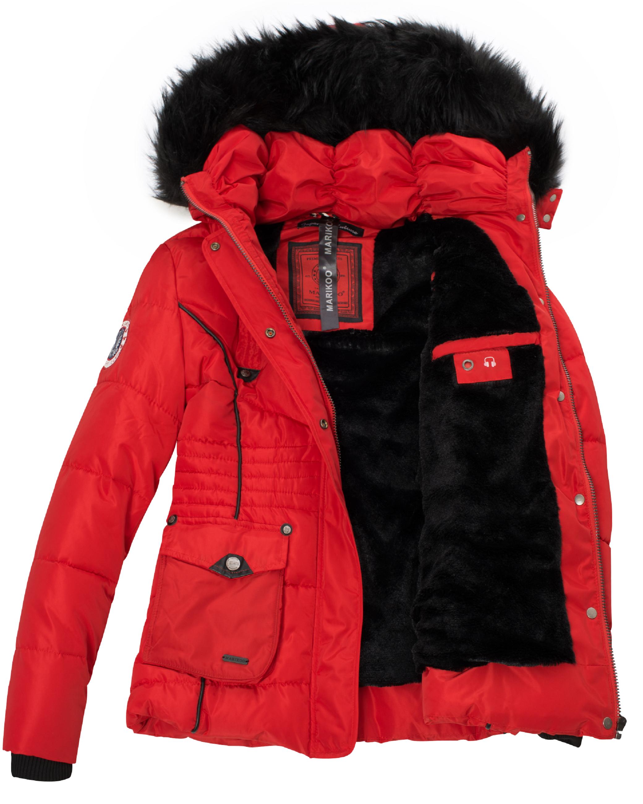 Gefütterte Steppjacke mit Kapuze "Vanilla" Rot