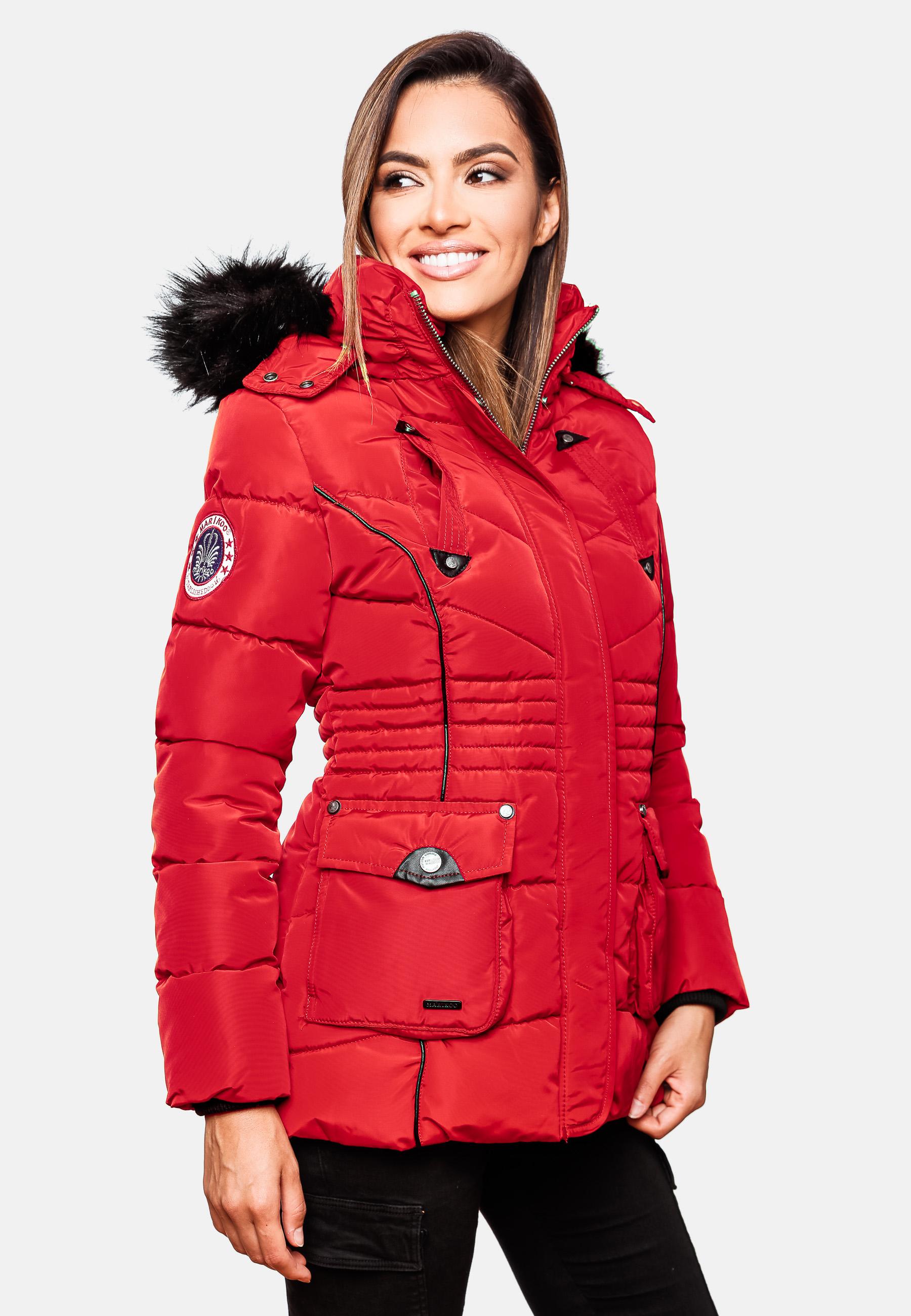 Gefütterte Steppjacke mit Kapuze "Vanilla" Rot