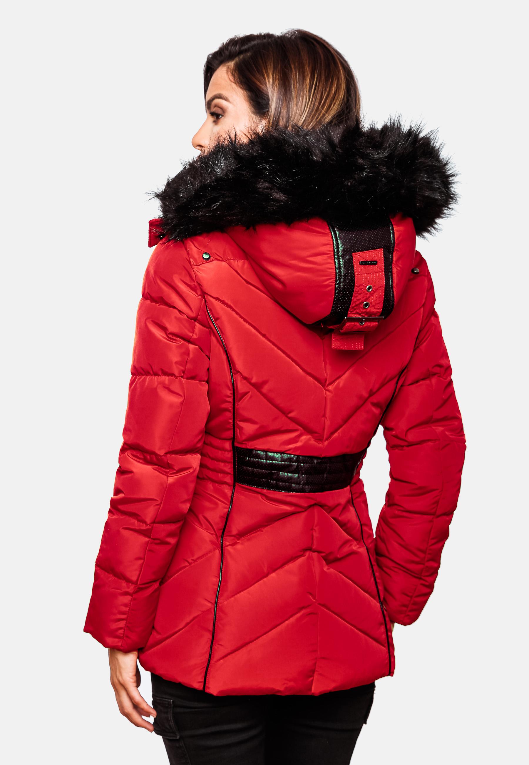 Gefütterte Steppjacke mit Kapuze "Vanilla" Rot