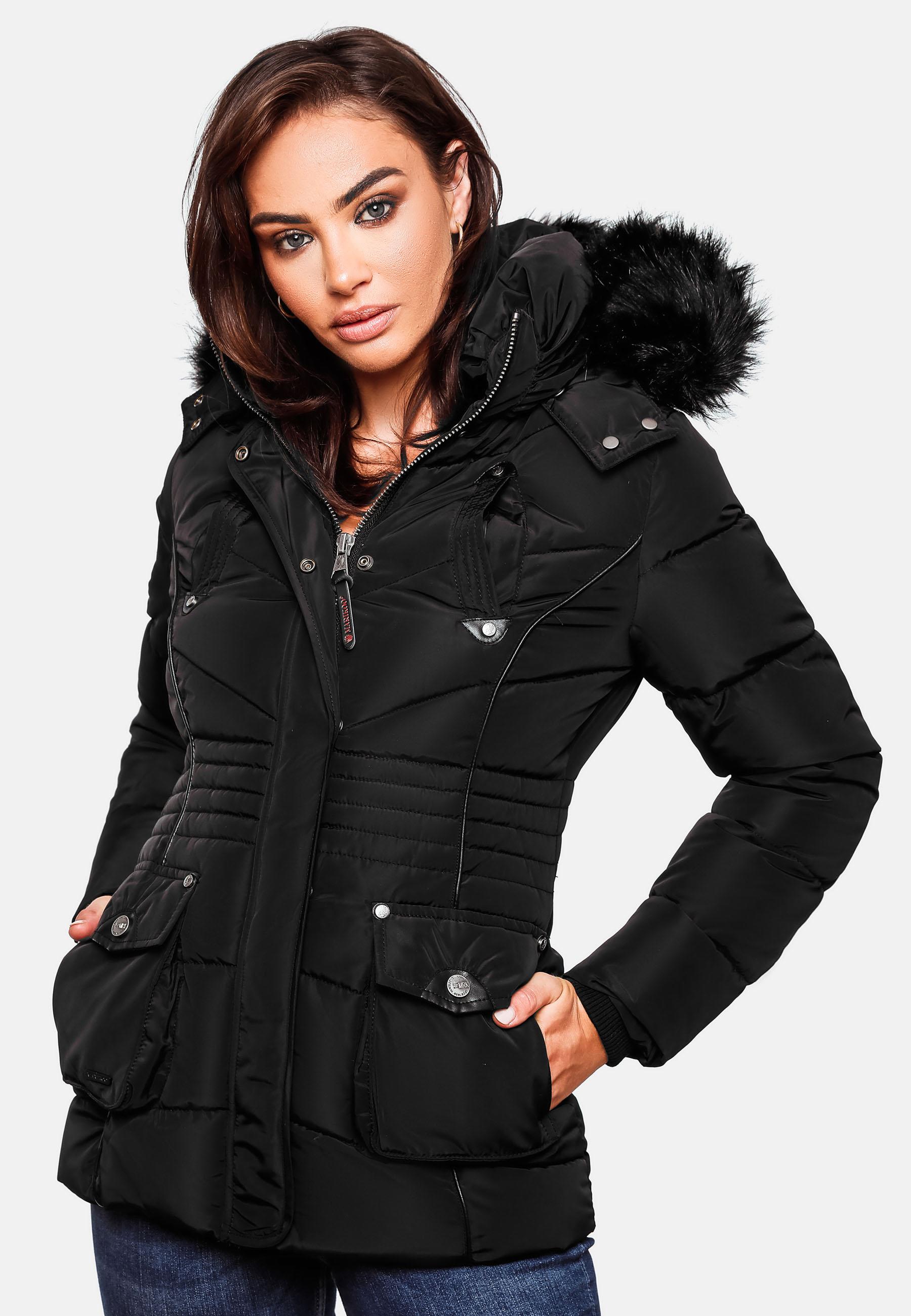 Gefütterte Steppjacke mit Kapuze "Vanilla" Schwarz