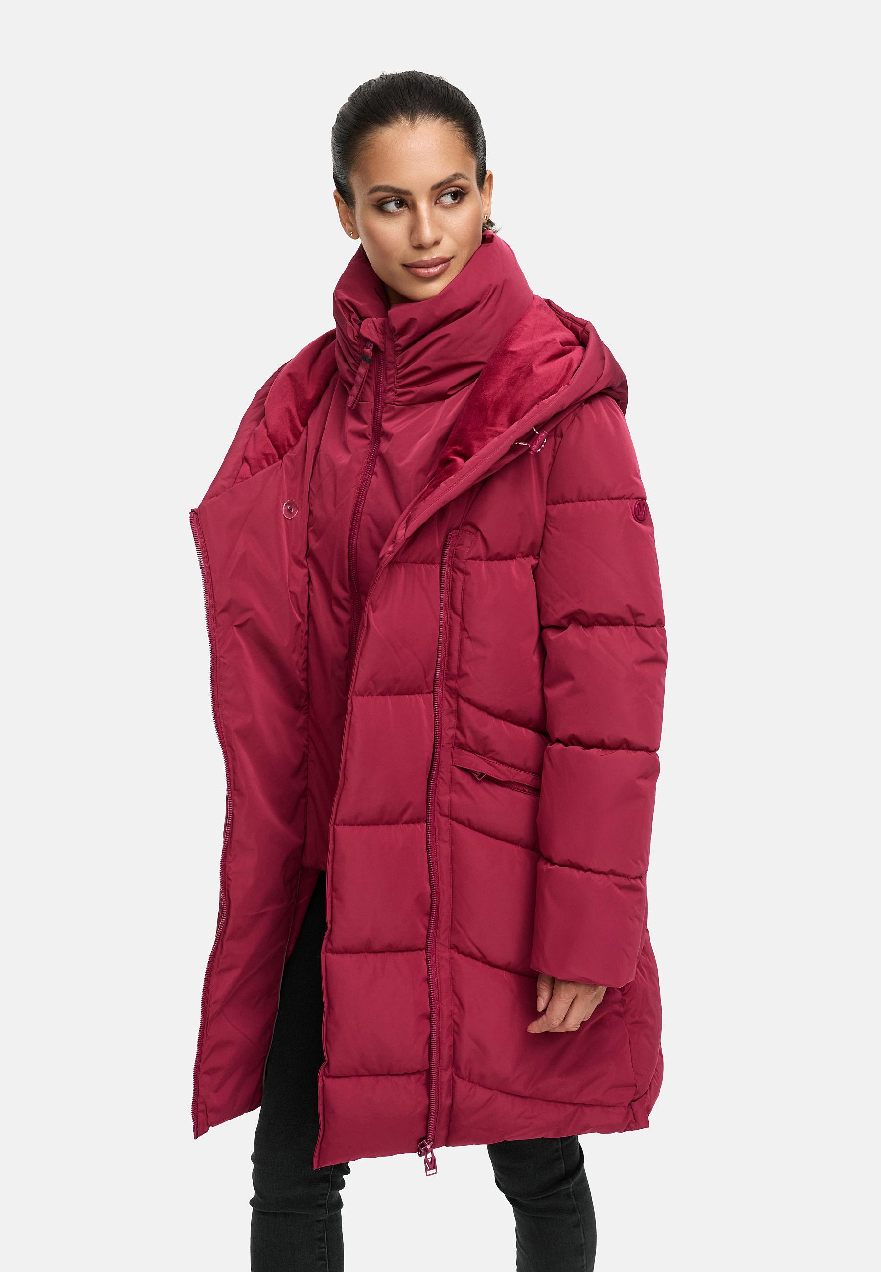 Gesteppter Winter Kurzmantel mit Kapuze "Virenaa 16" Berry Wine