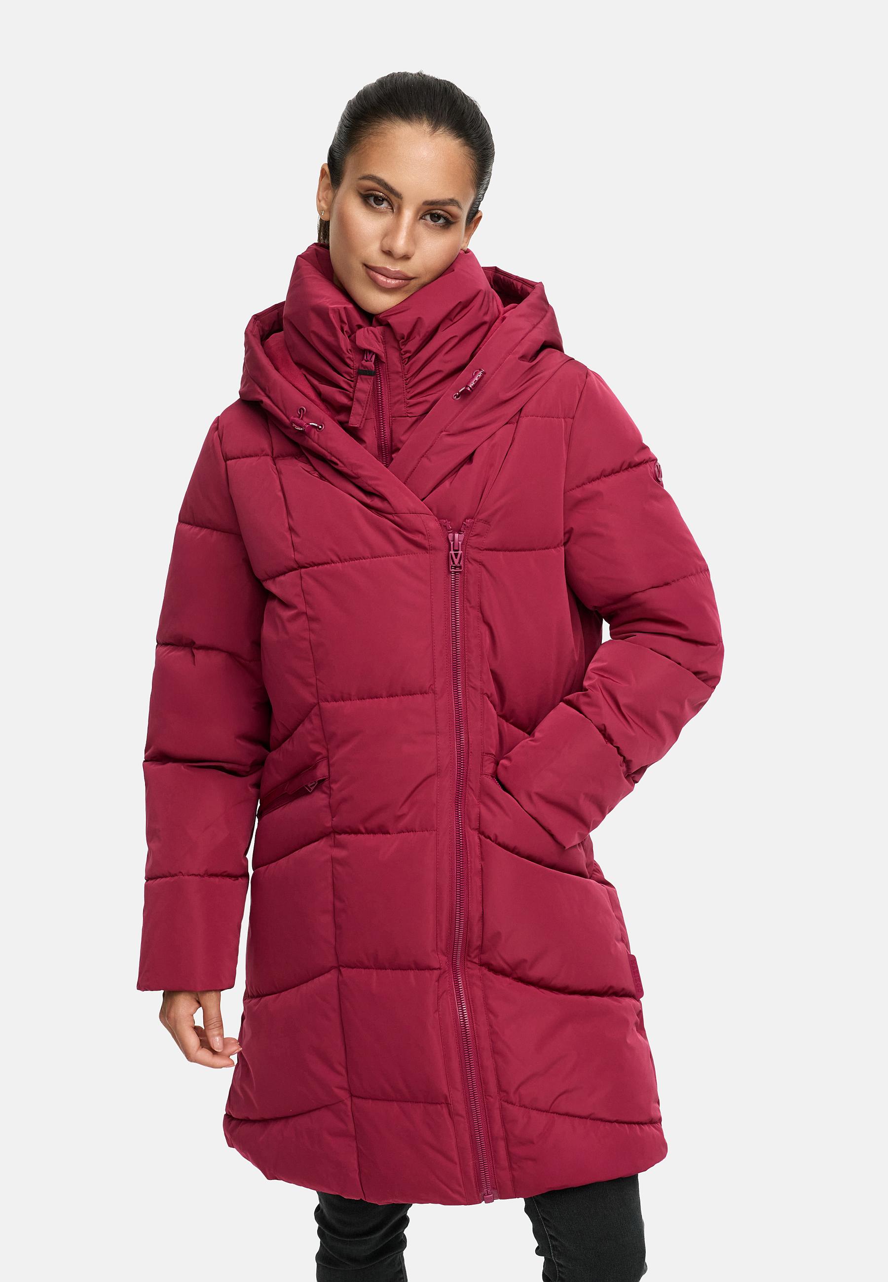 Gesteppter Winter Kurzmantel mit Kapuze "Virenaa 16" Berry Wine