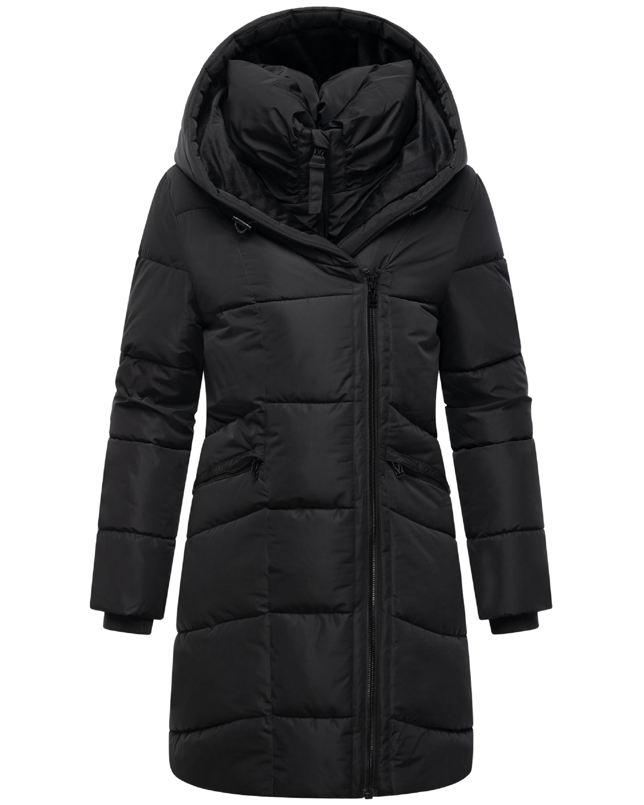 Gesteppter Winter Kurzmantel mit Kapuze "Virenaa 16" Black