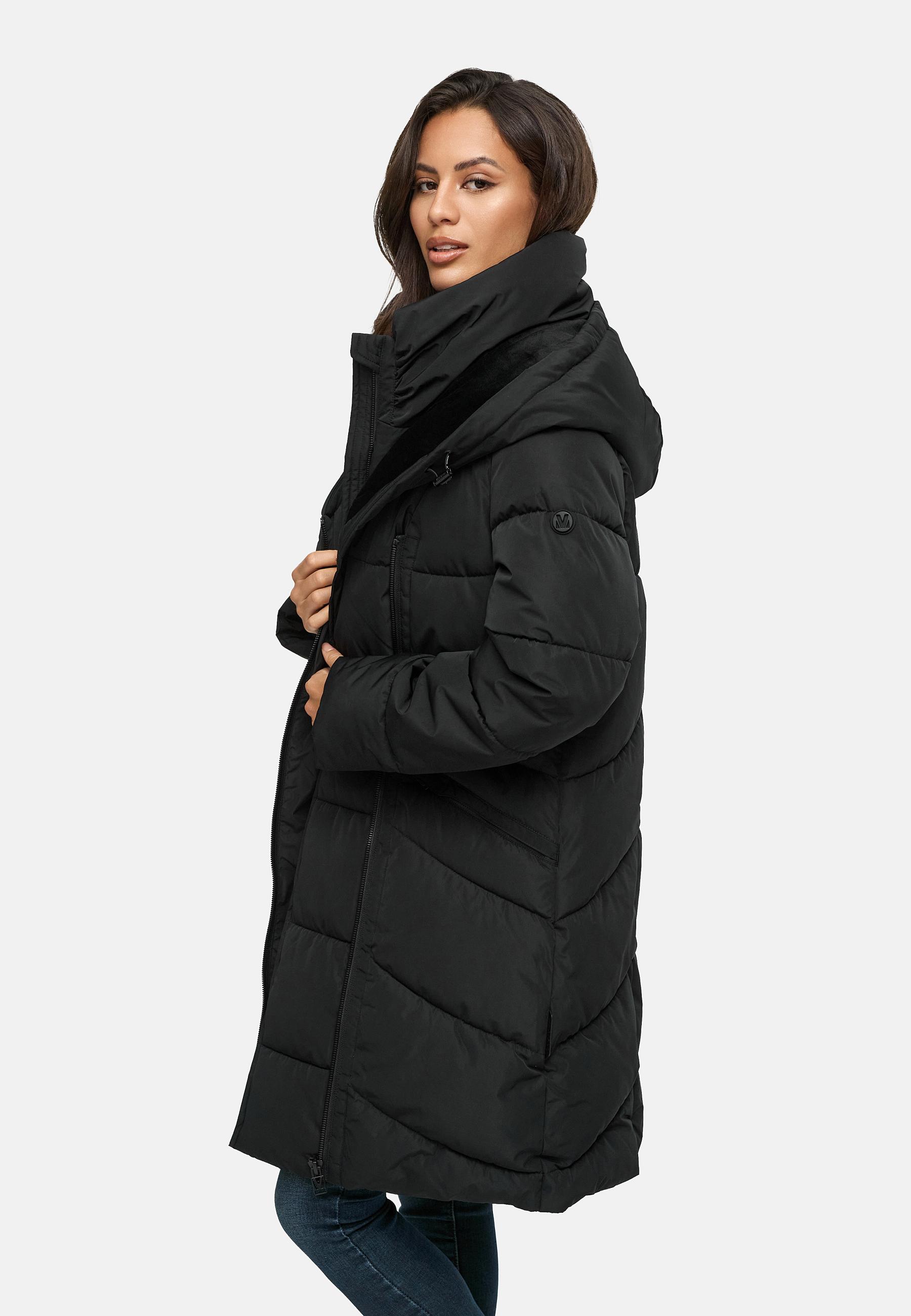 Gesteppter Winter Kurzmantel mit Kapuze "Virenaa 16" Black
