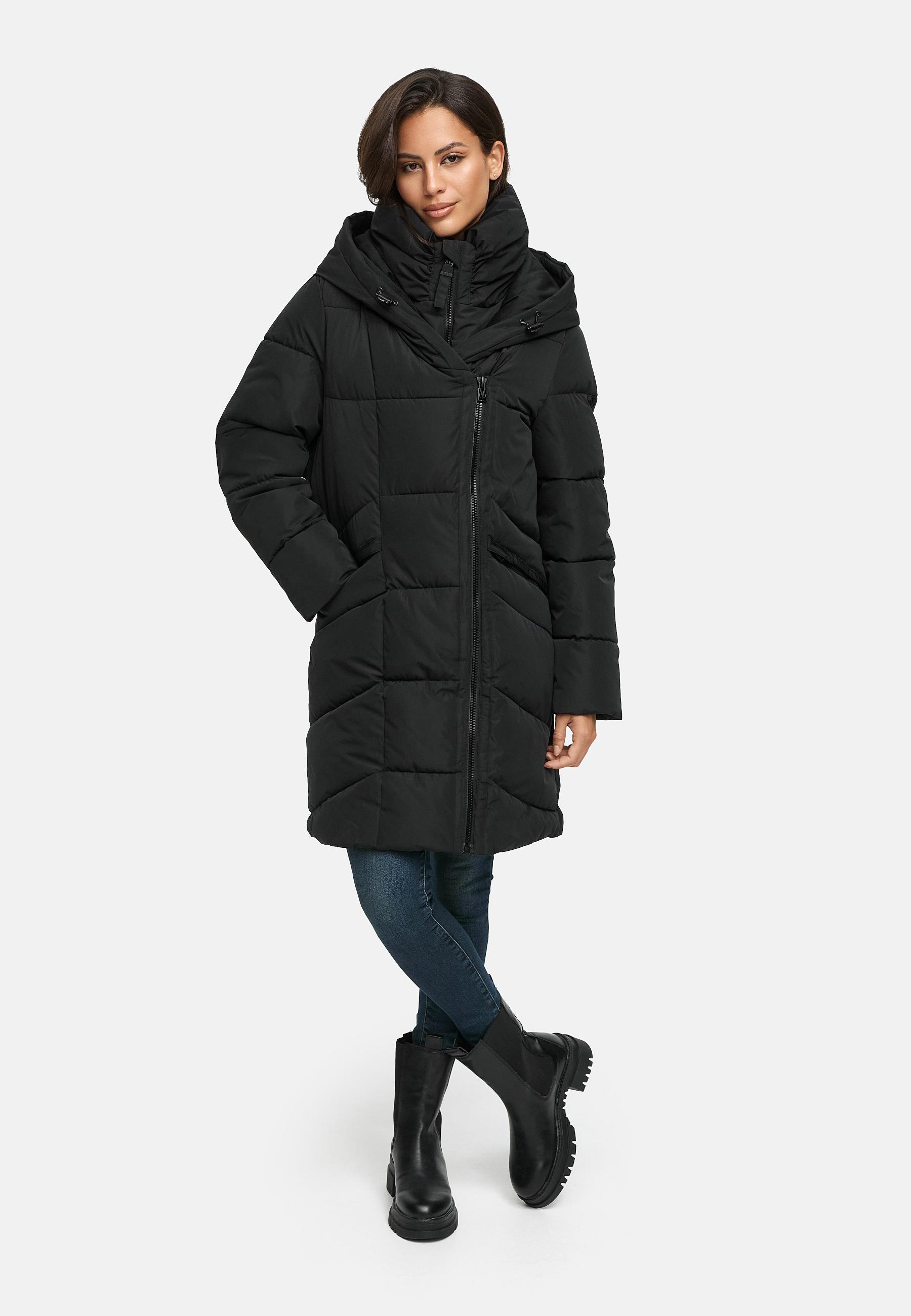 Gesteppter Winter Kurzmantel mit Kapuze "Virenaa 16" Black