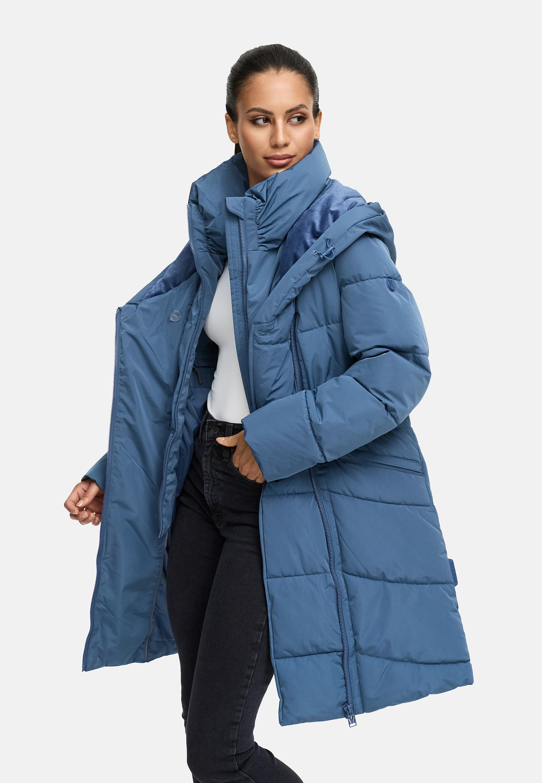 Gesteppter Winter Kurzmantel mit Kapuze "Virenaa 16" Dusty Blue
