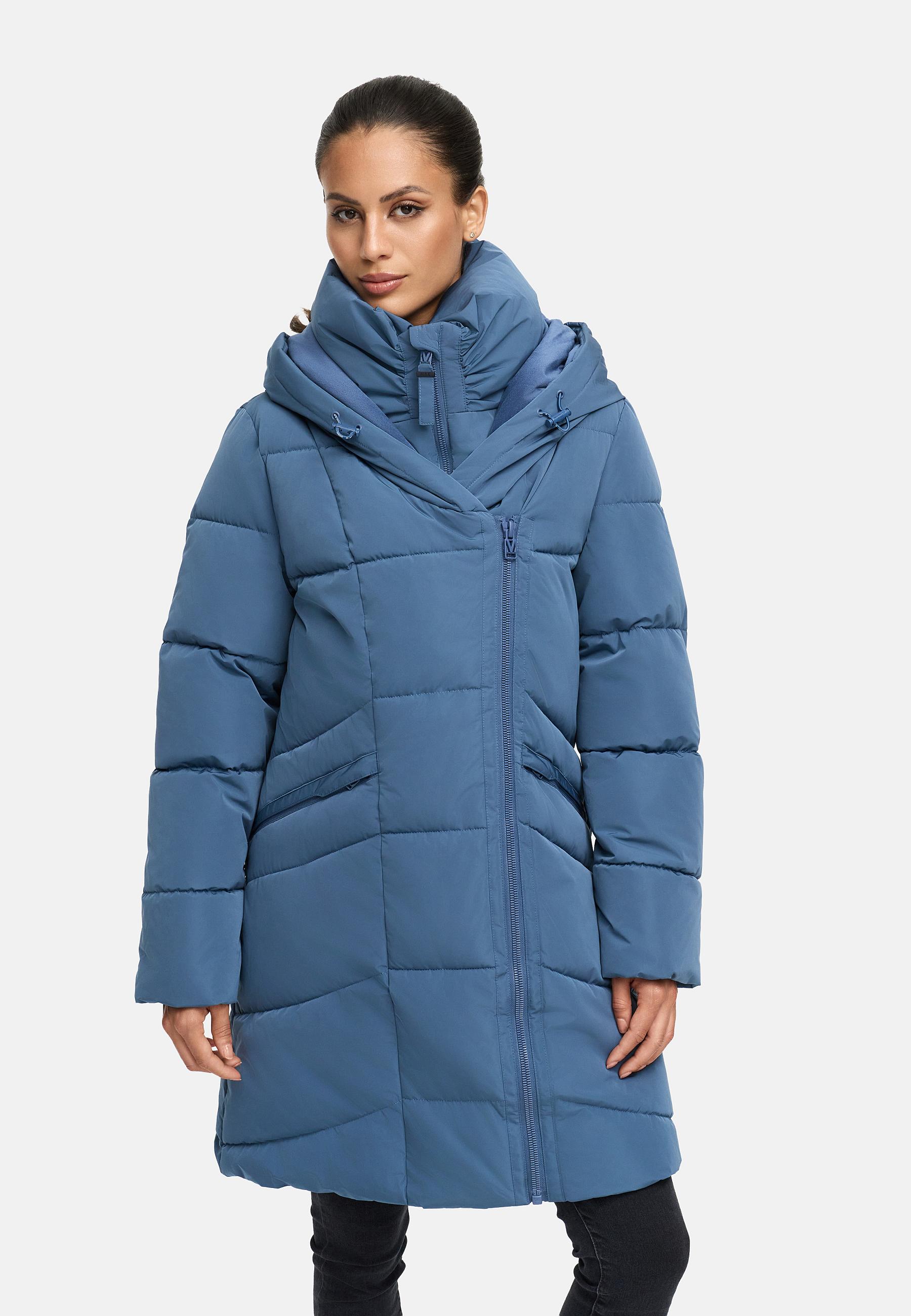 Gesteppter Winter Kurzmantel mit Kapuze "Virenaa 16" Dusty Blue