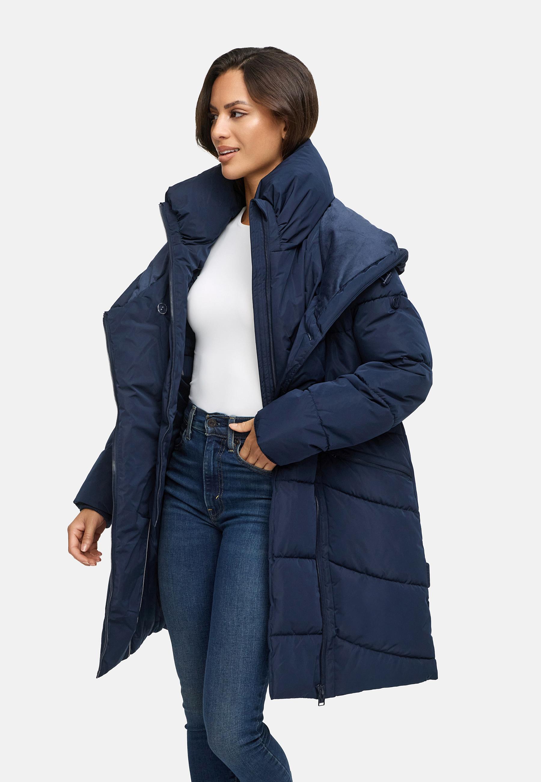 Gesteppter Winter Kurzmantel mit Kapuze "Virenaa 16" Navy