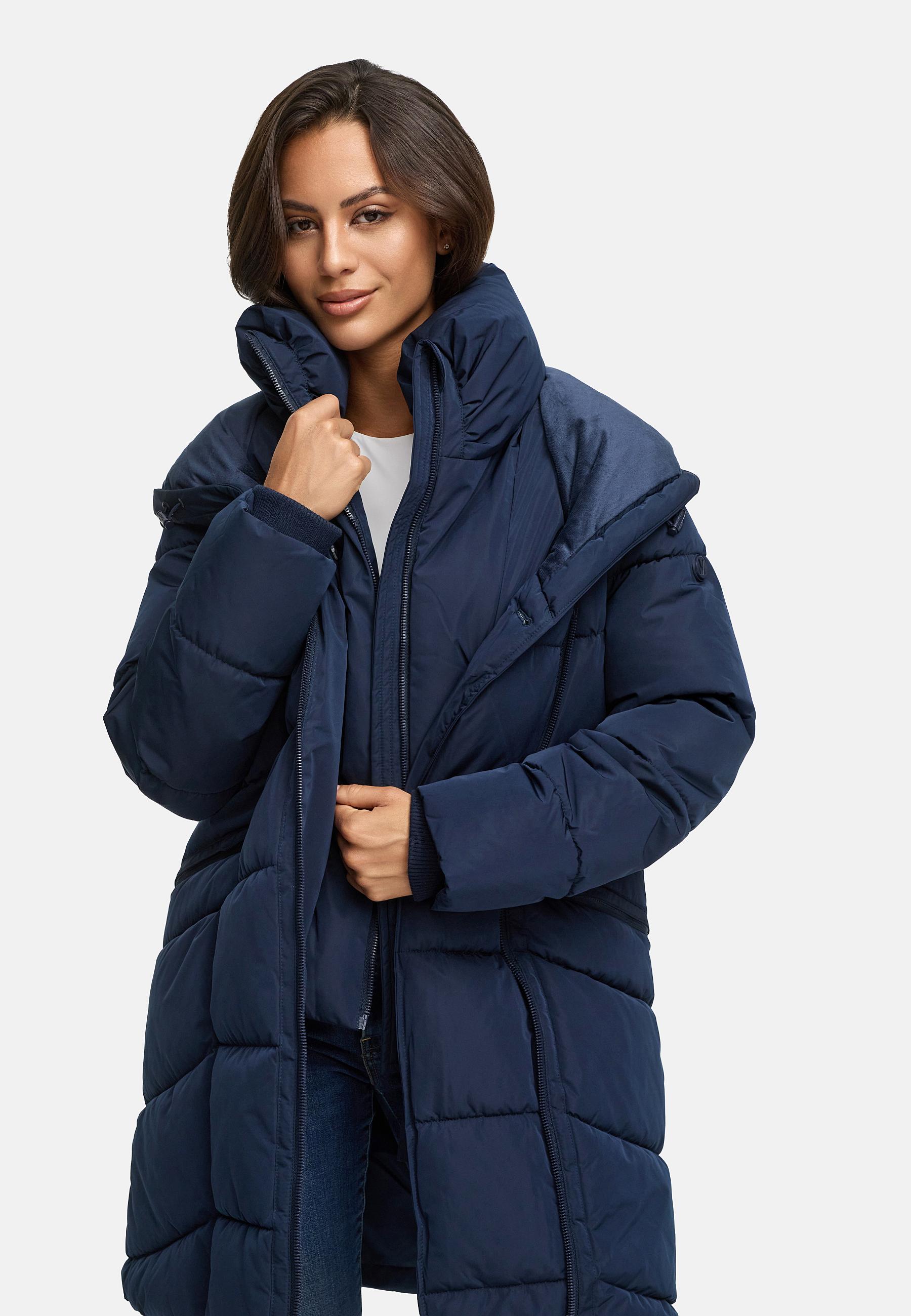 Gesteppter Winter Kurzmantel mit Kapuze "Virenaa 16" Navy