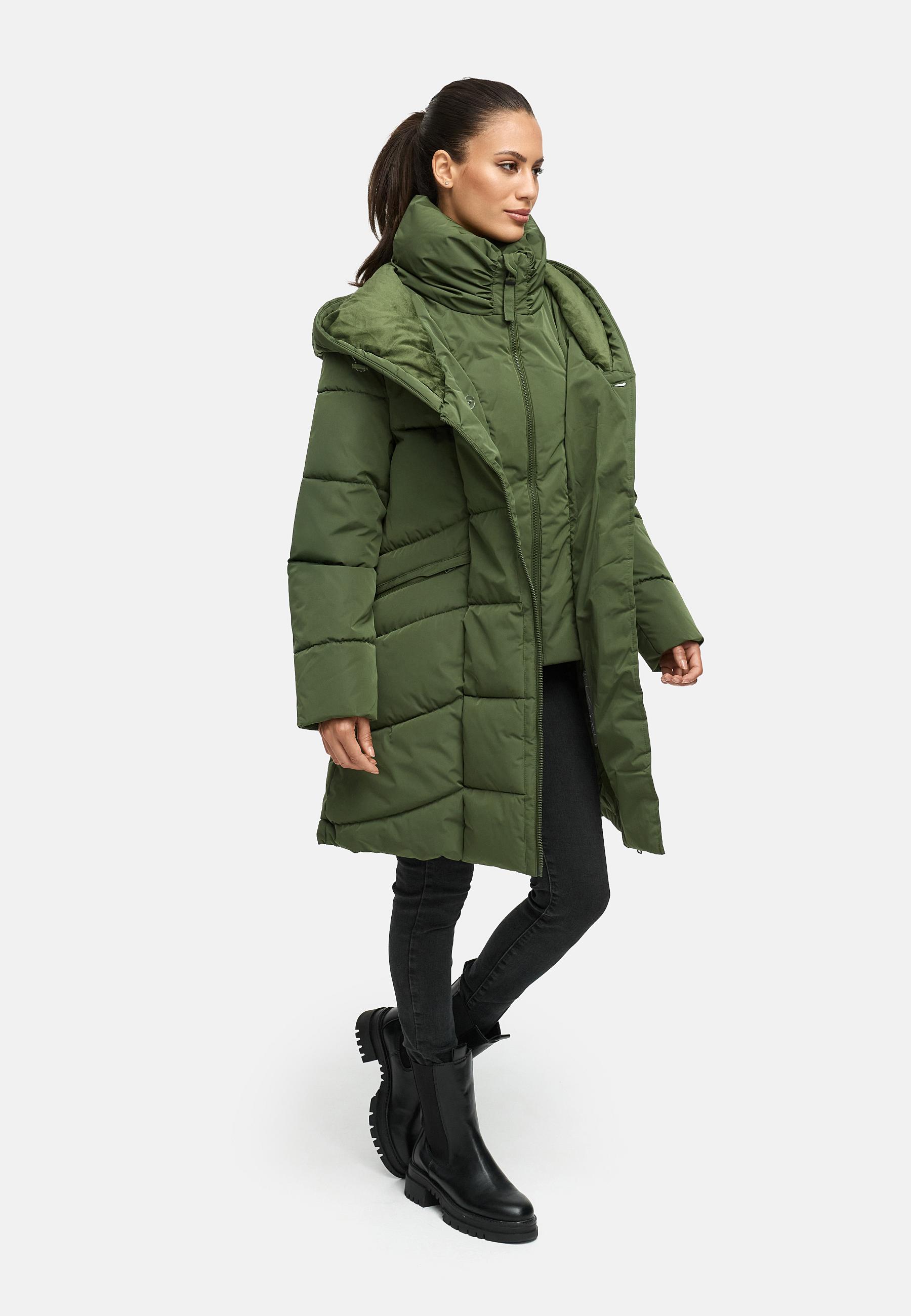 Gesteppter Winter Kurzmantel mit Kapuze "Virenaa 16" Pine Olive
