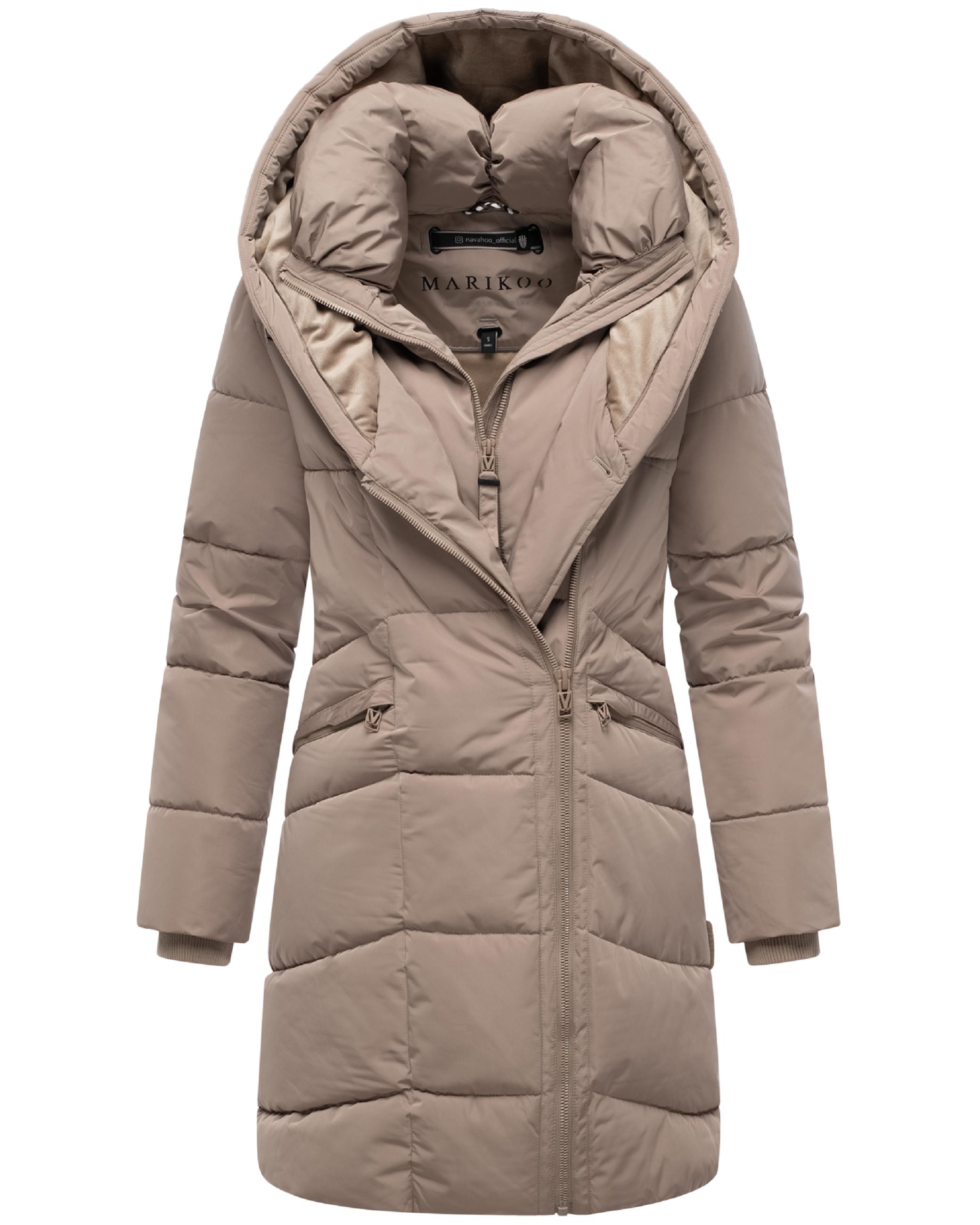 Gesteppter Winter Kurzmantel mit Kapuze "Virenaa 16" Taupe Grey