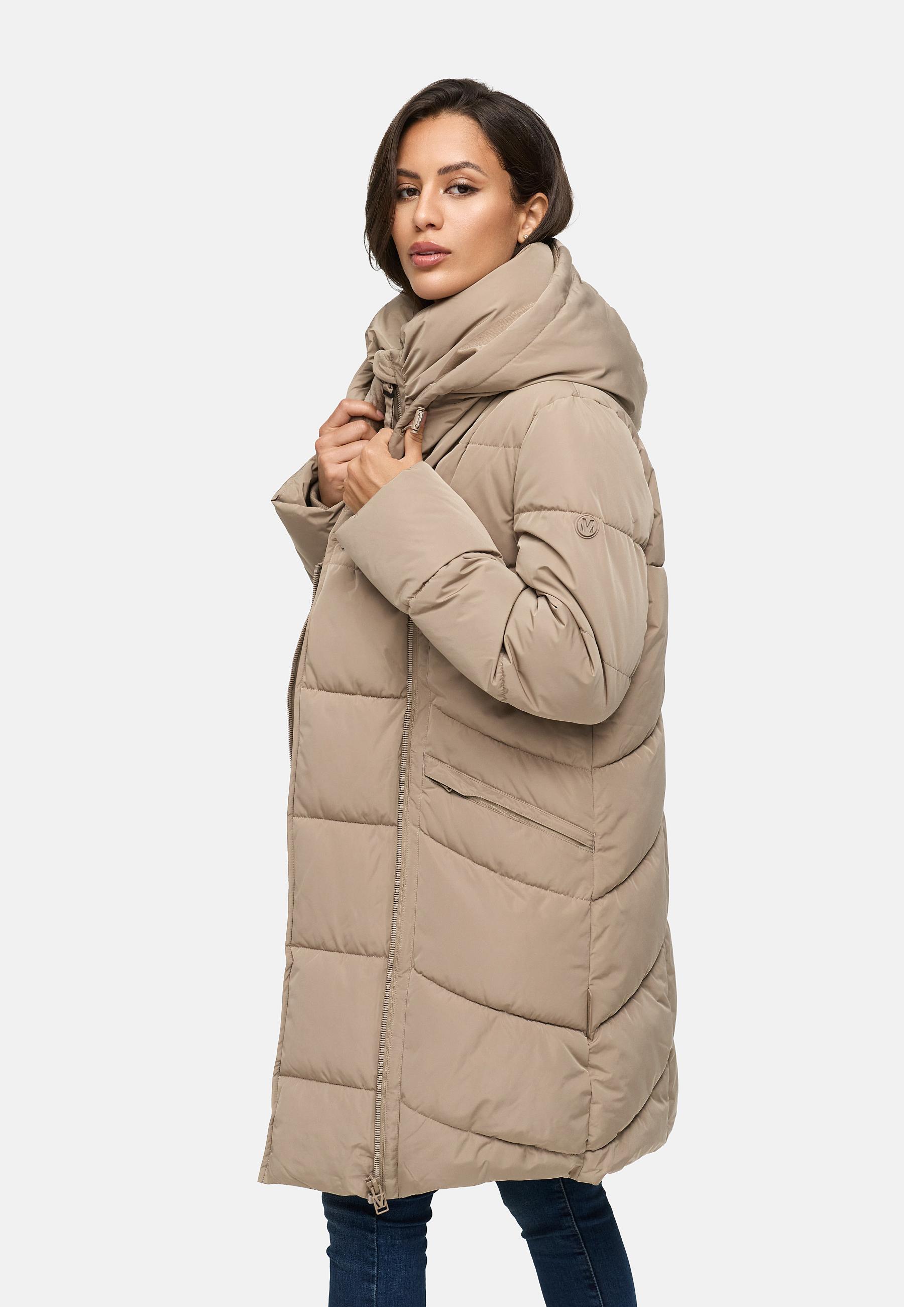 Gesteppter Winter Kurzmantel mit Kapuze "Virenaa 16" Taupe Grey