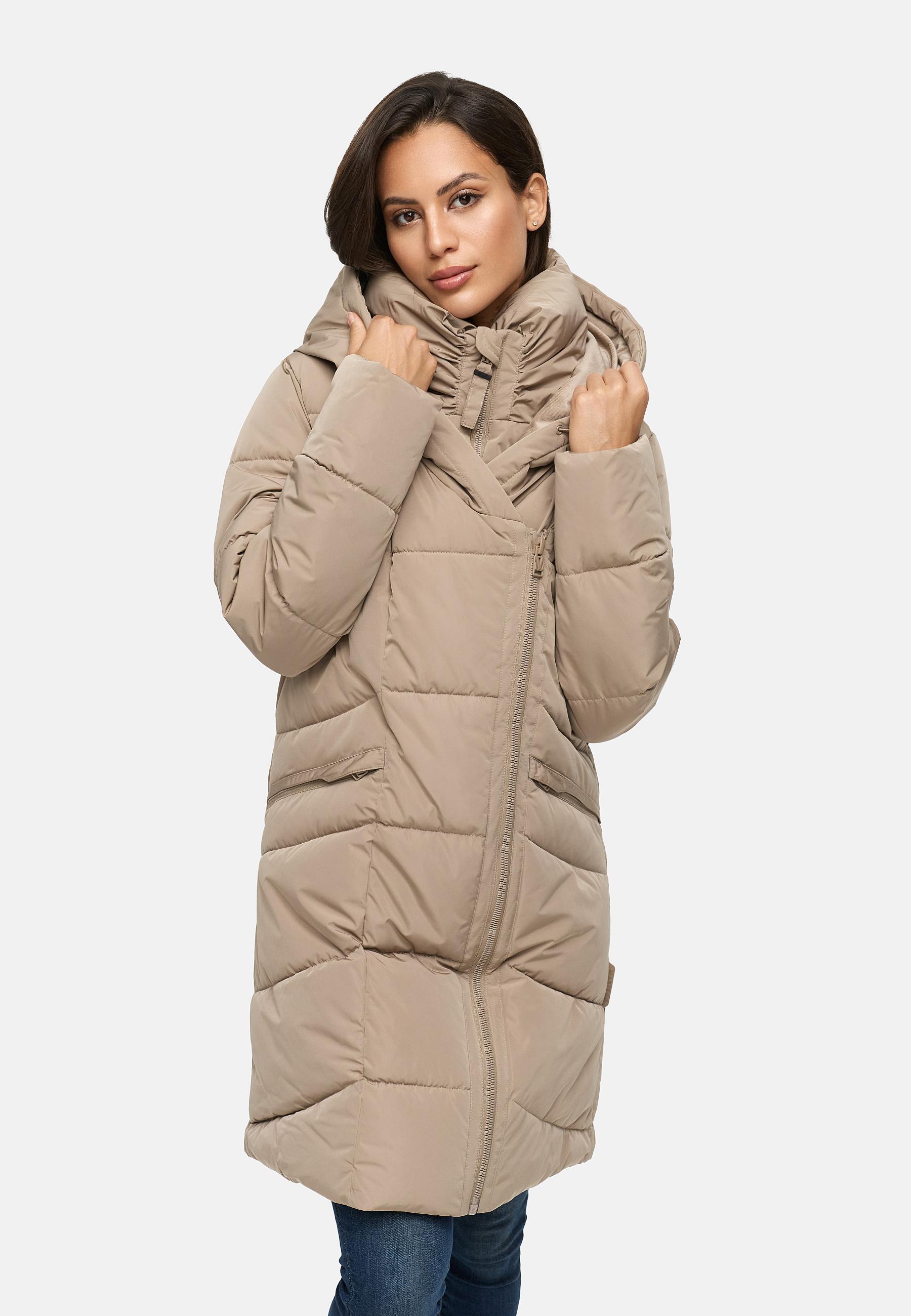 Gesteppter Winter Kurzmantel mit Kapuze "Virenaa 16" Taupe Grey
