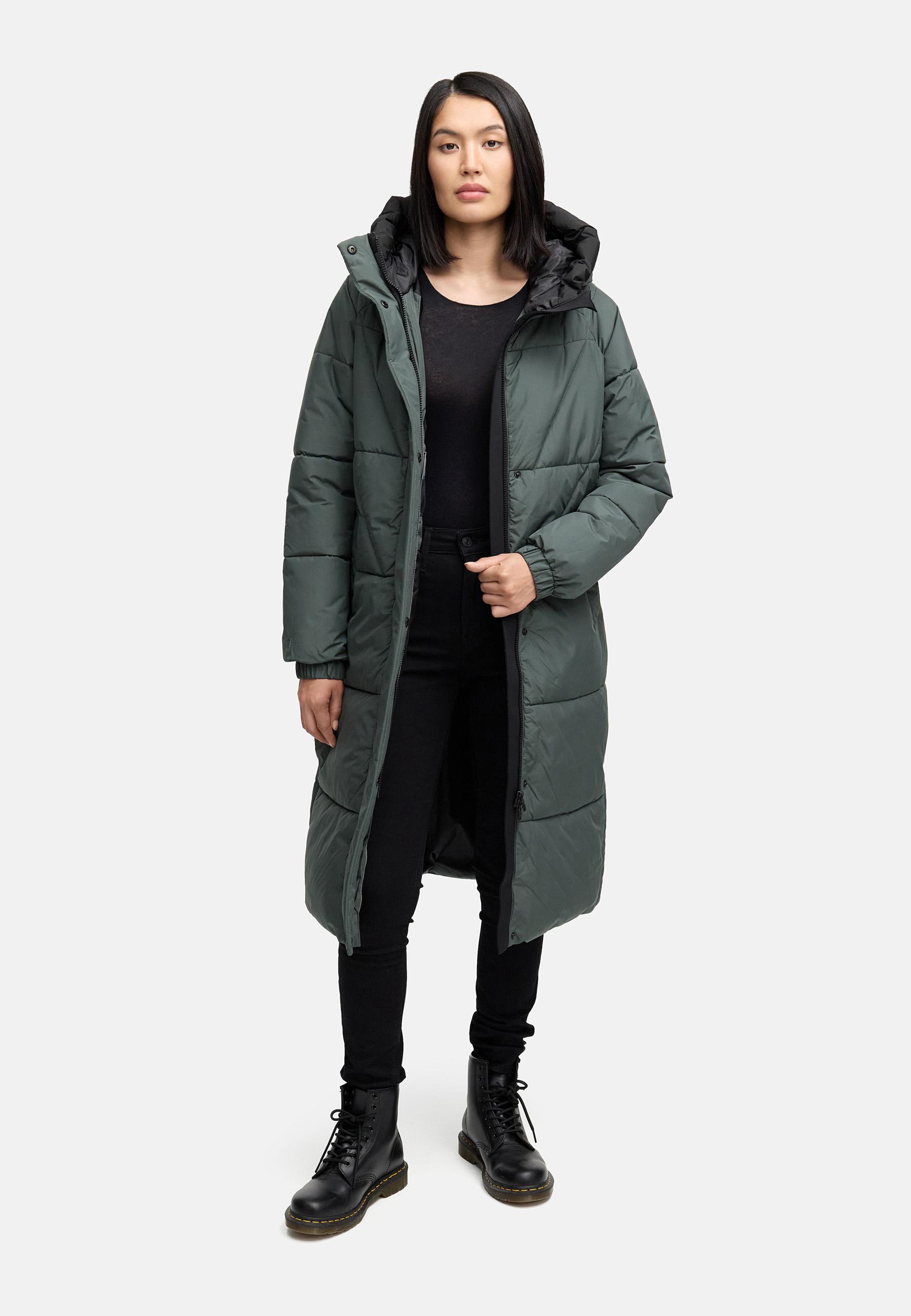Winter Steppmantel mit seitlichen Gehschlitzen "Yaskaa 16" Stone Green