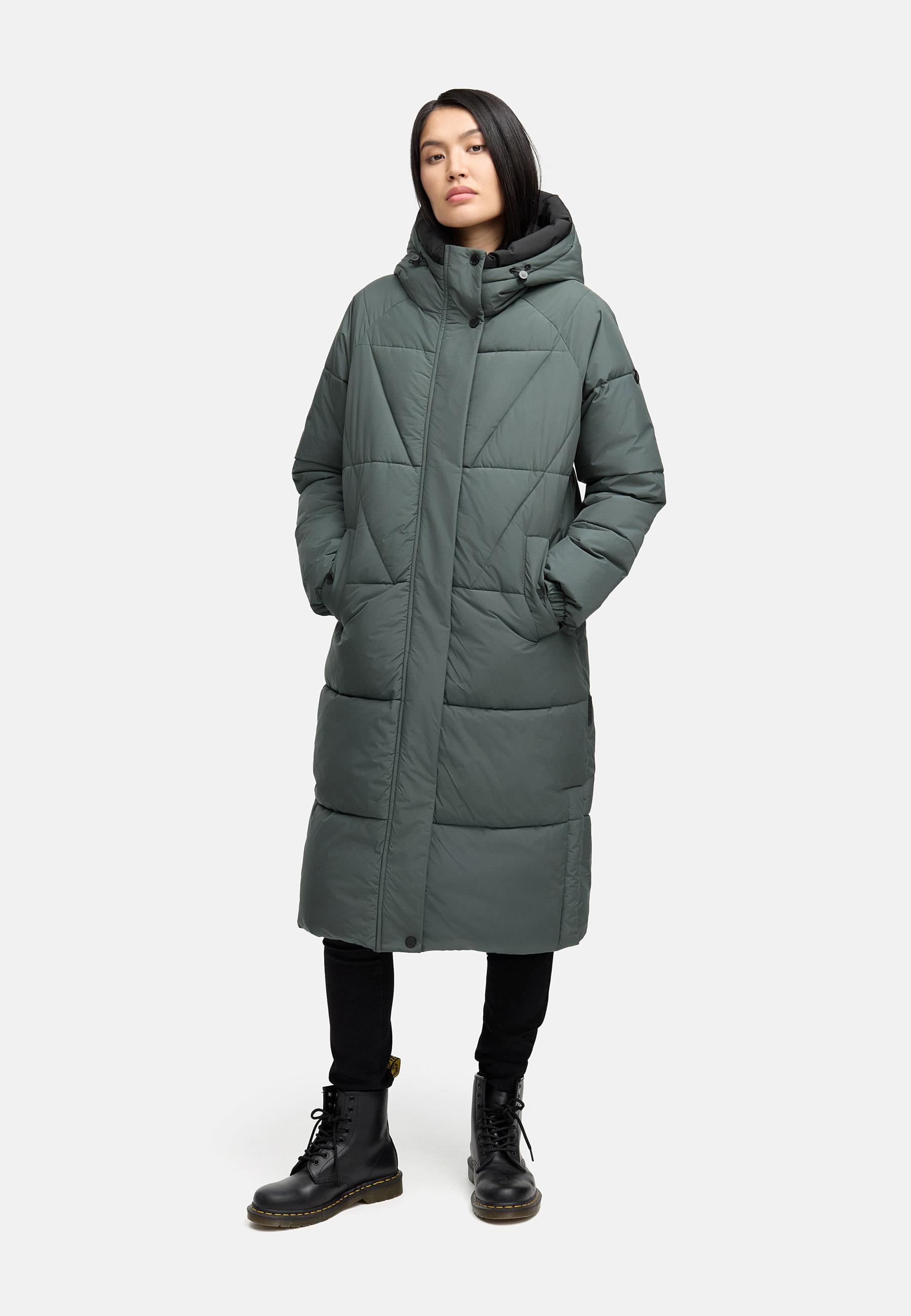 Winter Steppmantel mit seitlichen Gehschlitzen "Yaskaa 16" Stone Green