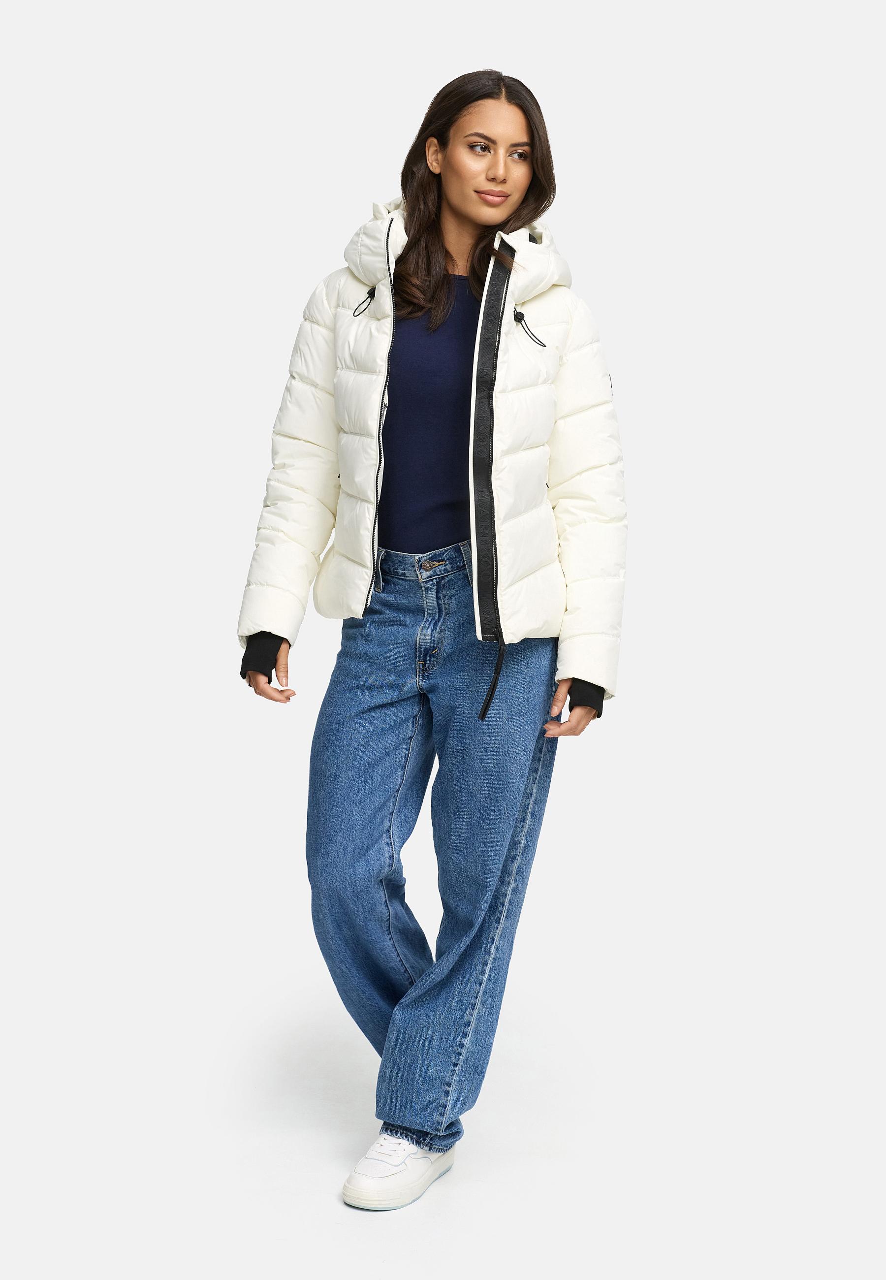 Kurze Winter Steppjacke "Yukanii XVI" Offwhite