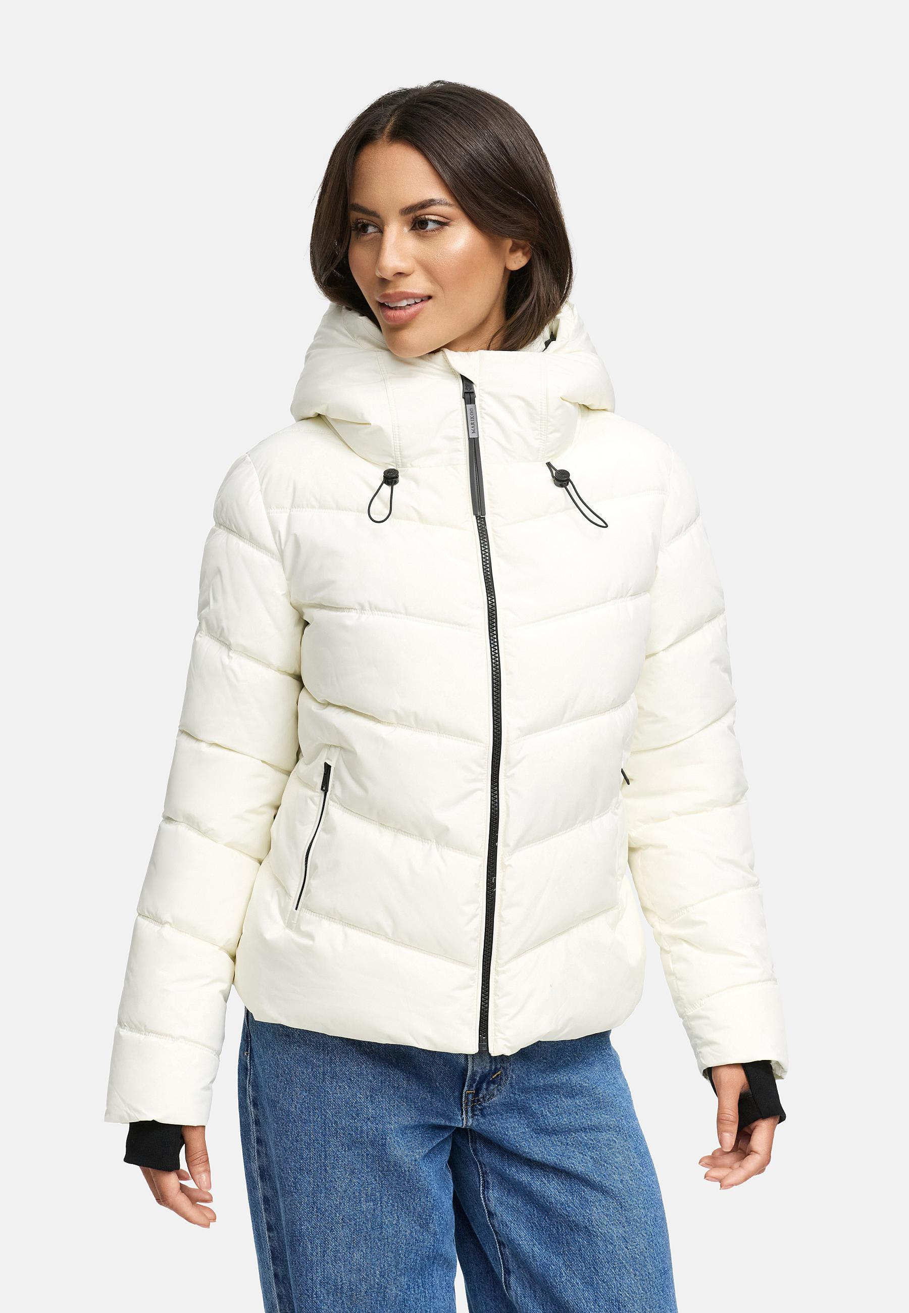 Kurze Winter Steppjacke "Yukanii XVI" Offwhite
