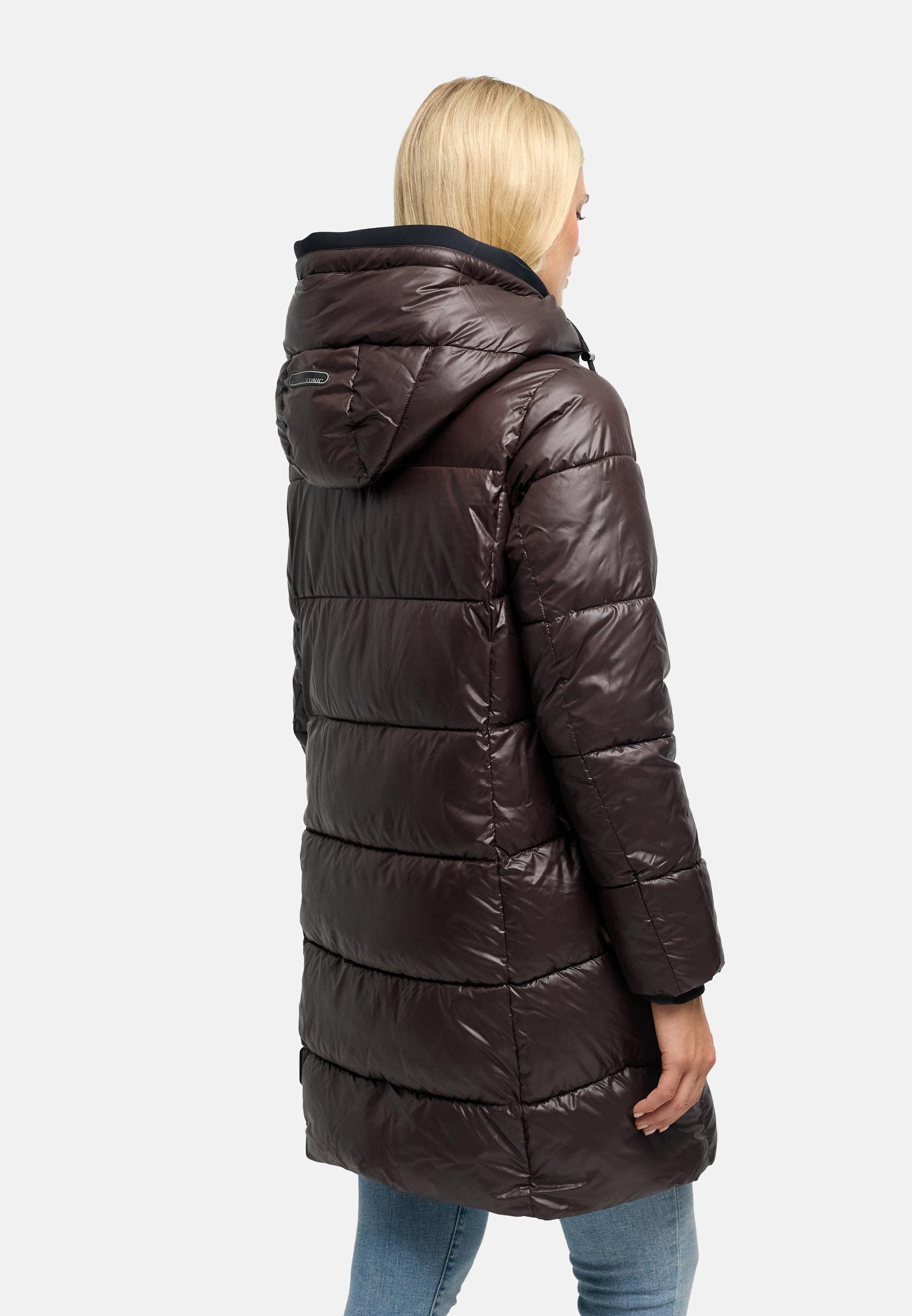 Steppmantel mit matt schimmerndem Obermaterial "Yumee XVI" Choco