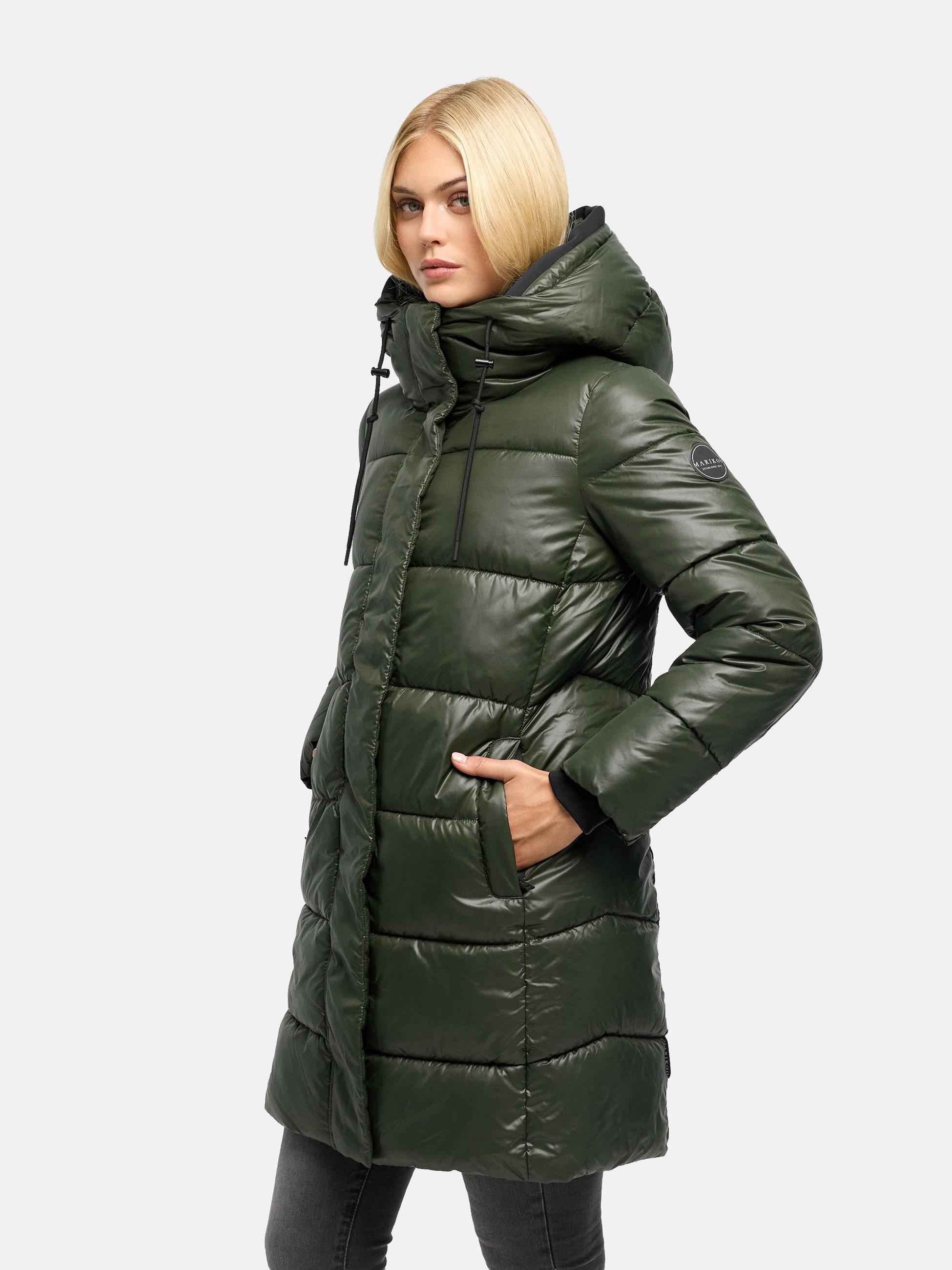 Steppmantel mit matt schimmerndem Obermaterial "Yumee XVI" Dark Olive