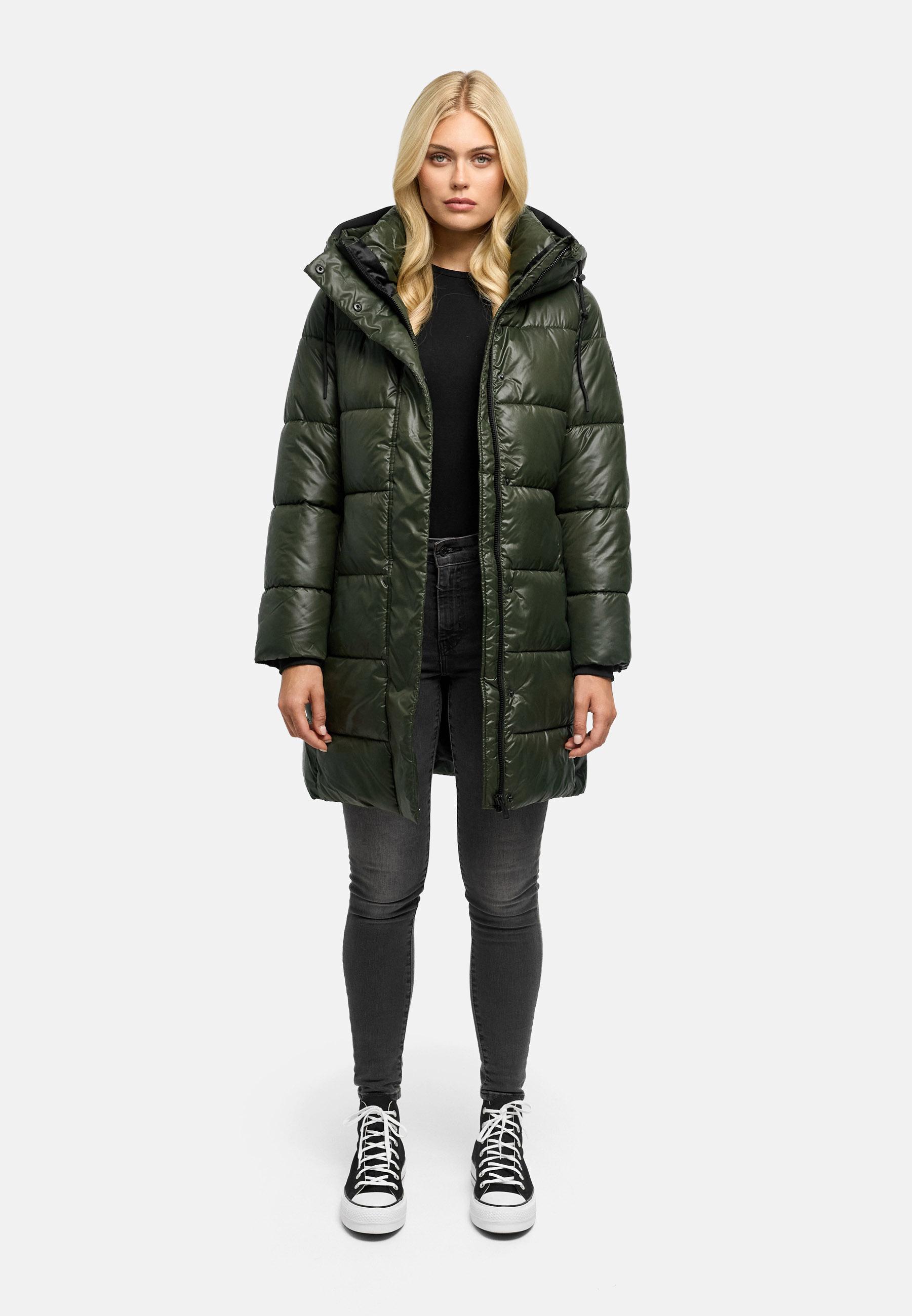 Steppmantel mit matt schimmerndem Obermaterial "Yumee XVI" Dark Olive