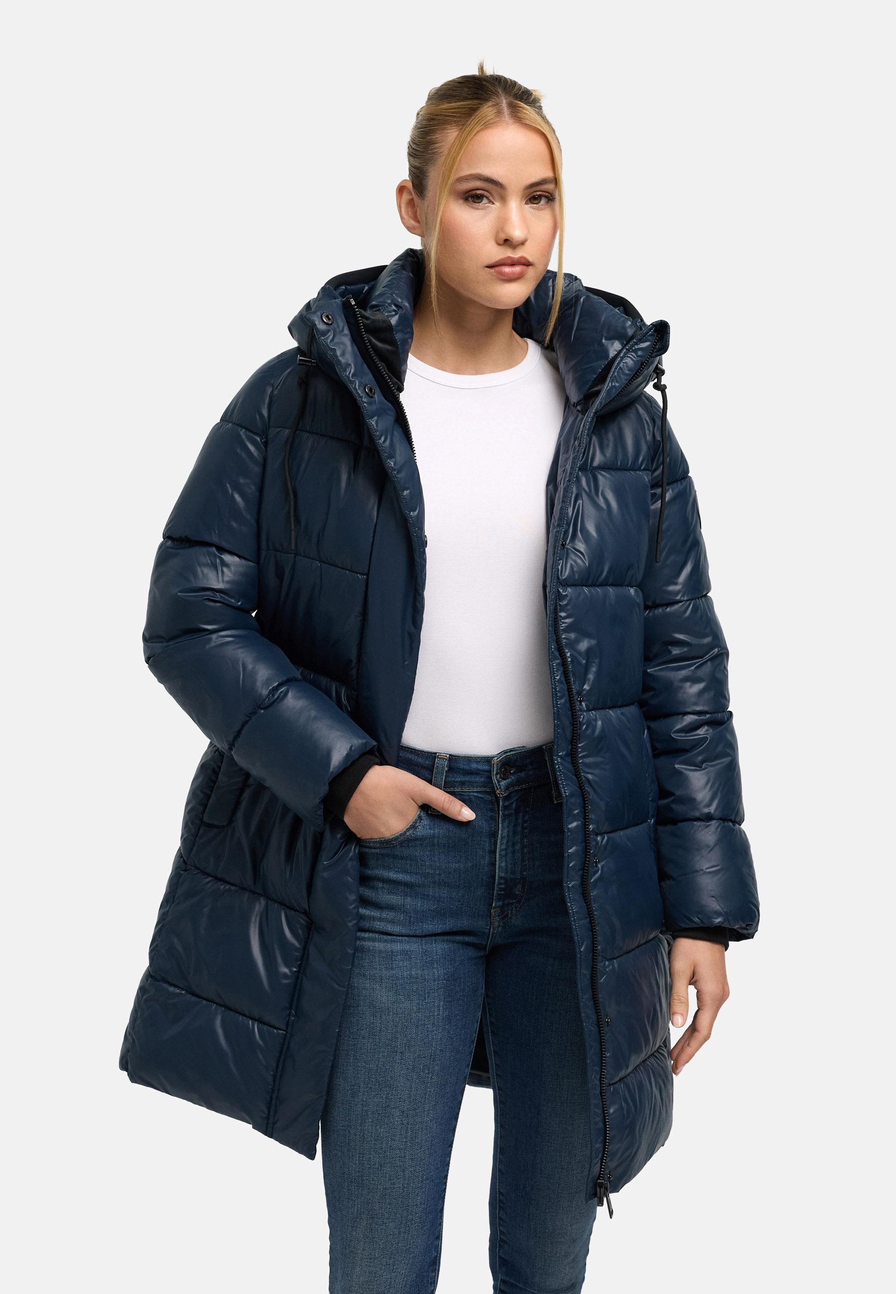 Steppmantel mit matt schimmerndem Obermaterial "Yumee XVI" Navy