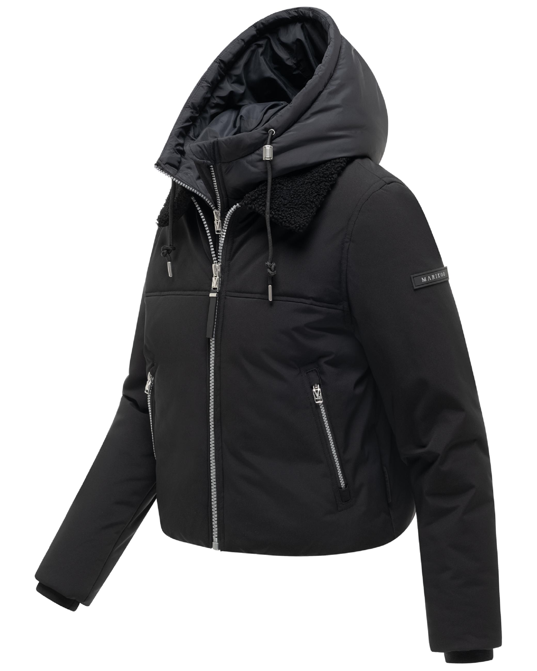 Bomberjacke mit herausnehmbarem Kapuzeneinsatz und Teddypelzkragen "Yurinaa 16" Black
