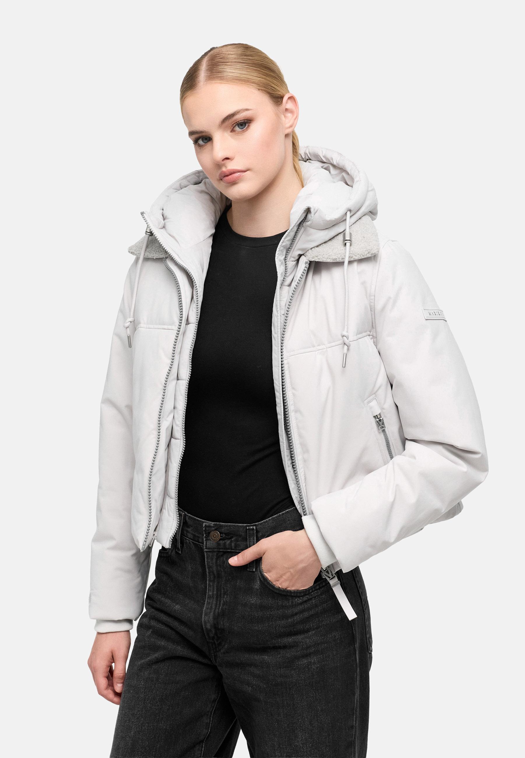 Bomberjacke mit herausnehmbarem Kapuzeneinsatz und Teddypelzkragen "Yurinaa 16" Light Grey