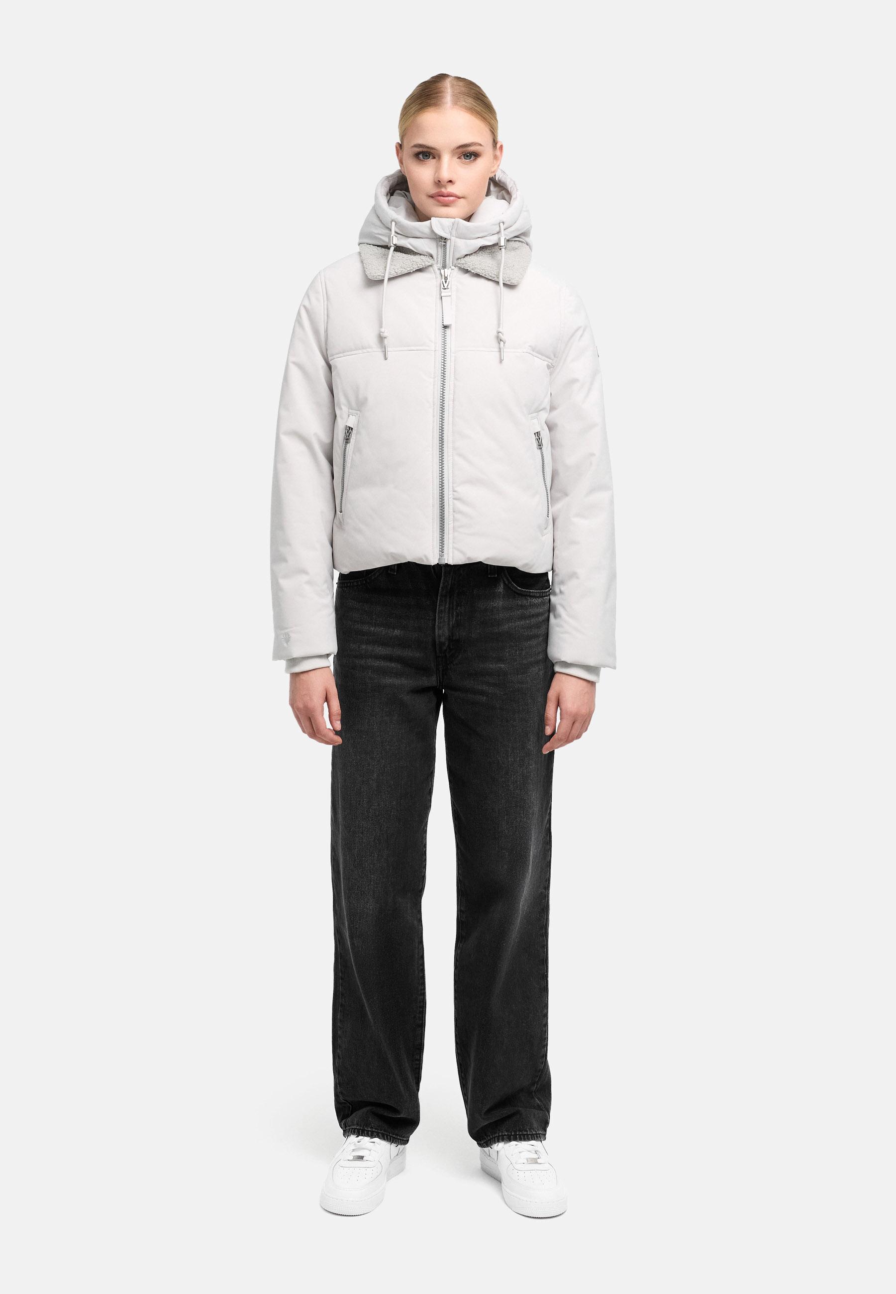 Bomberjacke mit herausnehmbarem Kapuzeneinsatz und Teddypelzkragen "Yurinaa 16" Light Grey